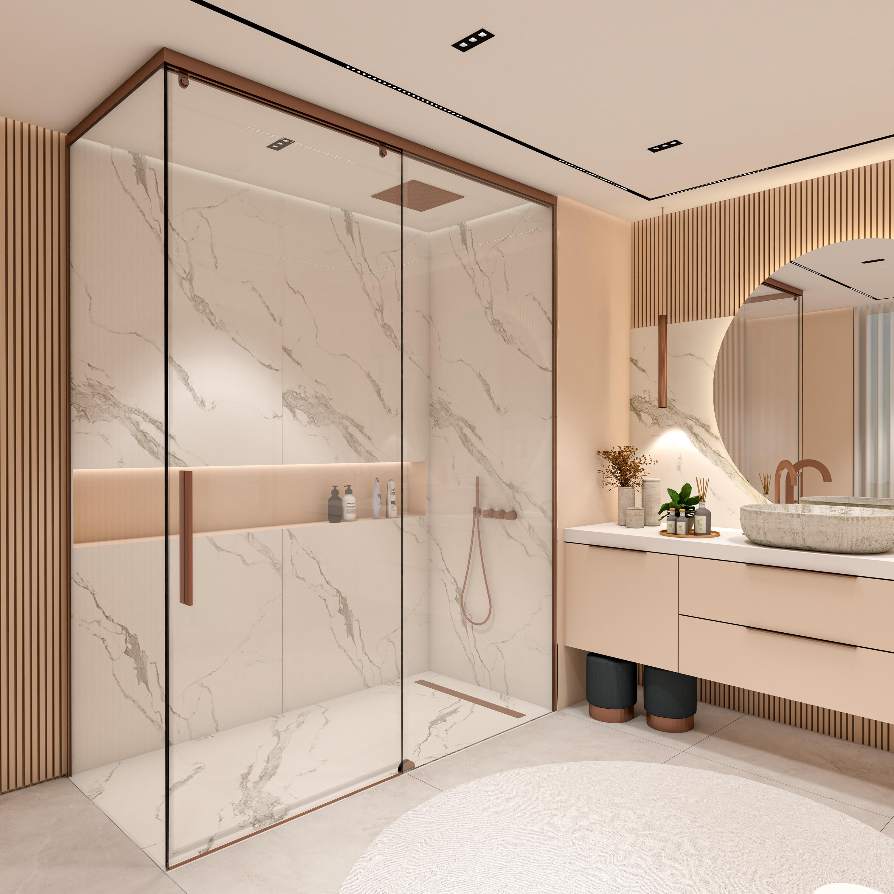 Cabine de duche 6005 120x80x250cm transparente cobre Skyline