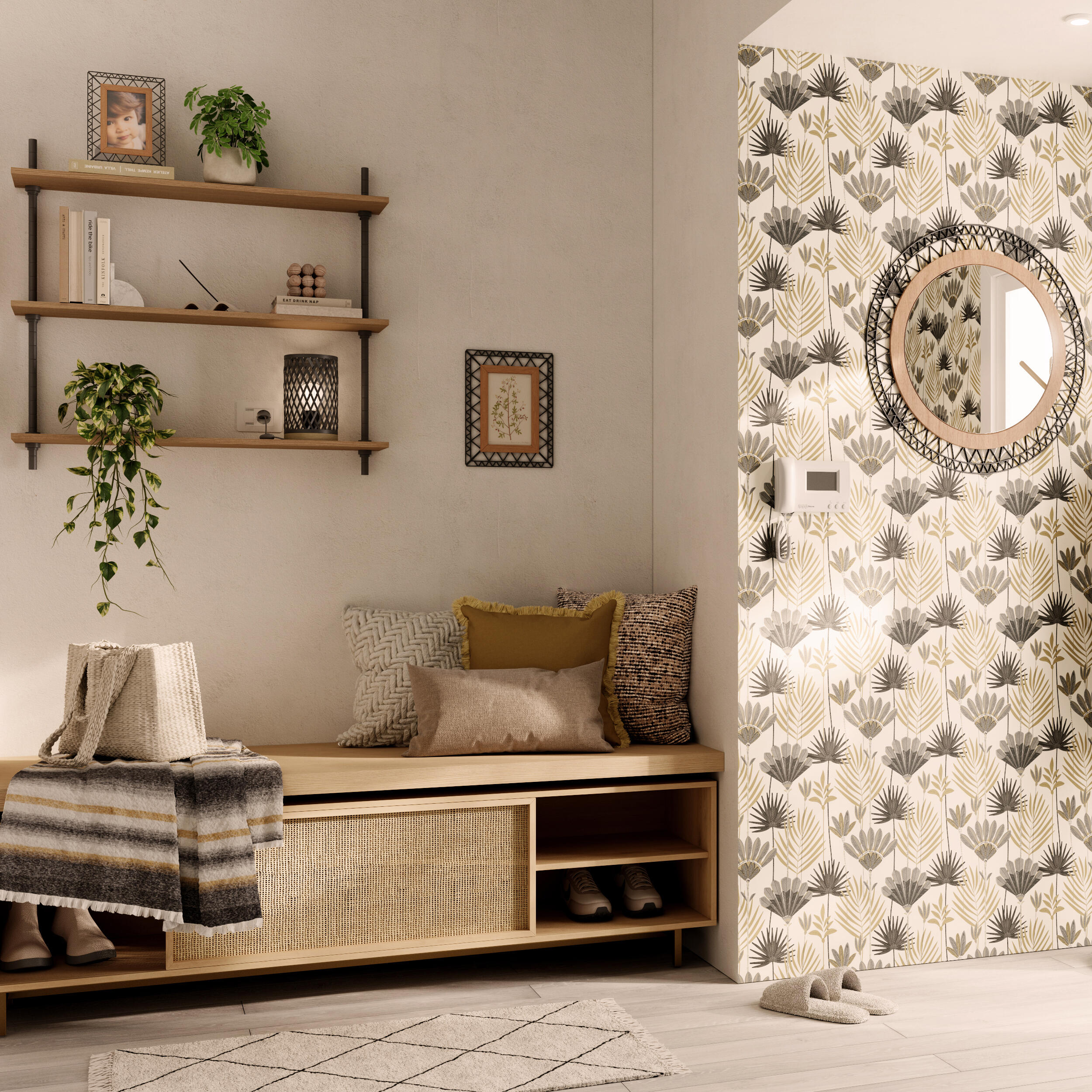 Candeeiro de mesa 23 cm 1 luz bambo preto Inspire Ninon - 12