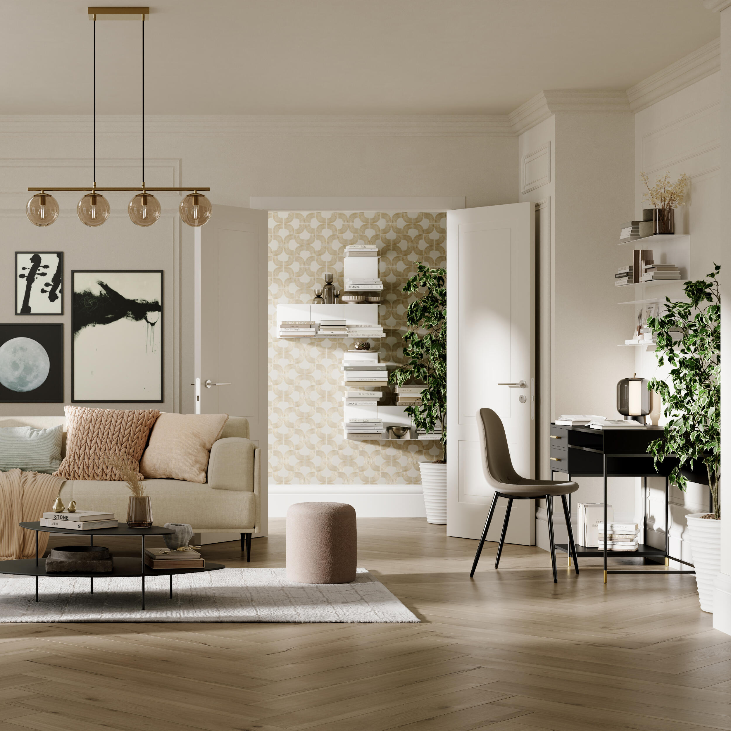 Lampadario Glamour Callas oro paralume ambrato 4x E14 Ø13.5cm INSPIRE - 5