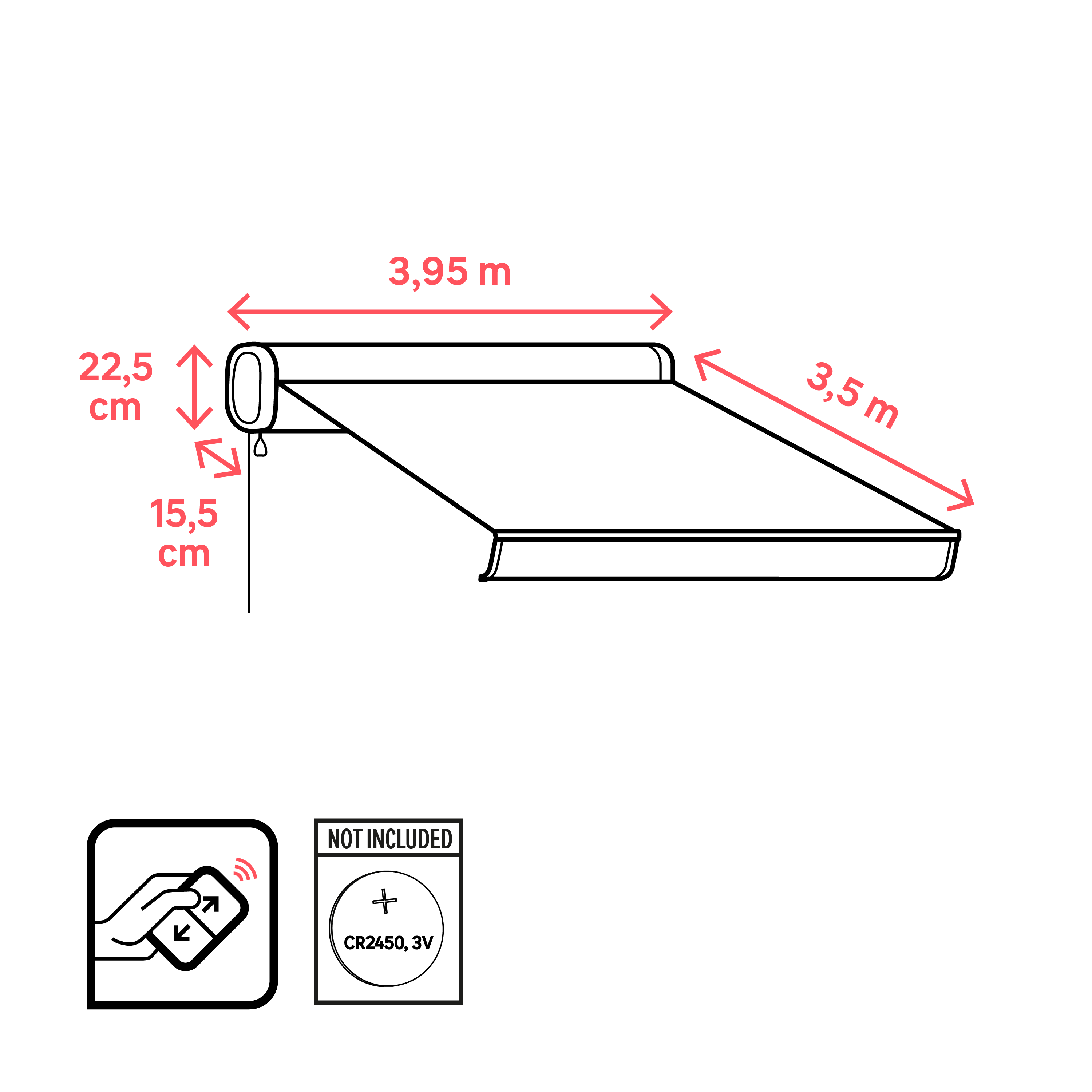 Store banne motorisé 3.95 x 3.5 m Loby gris, toile acrylique gris - 4