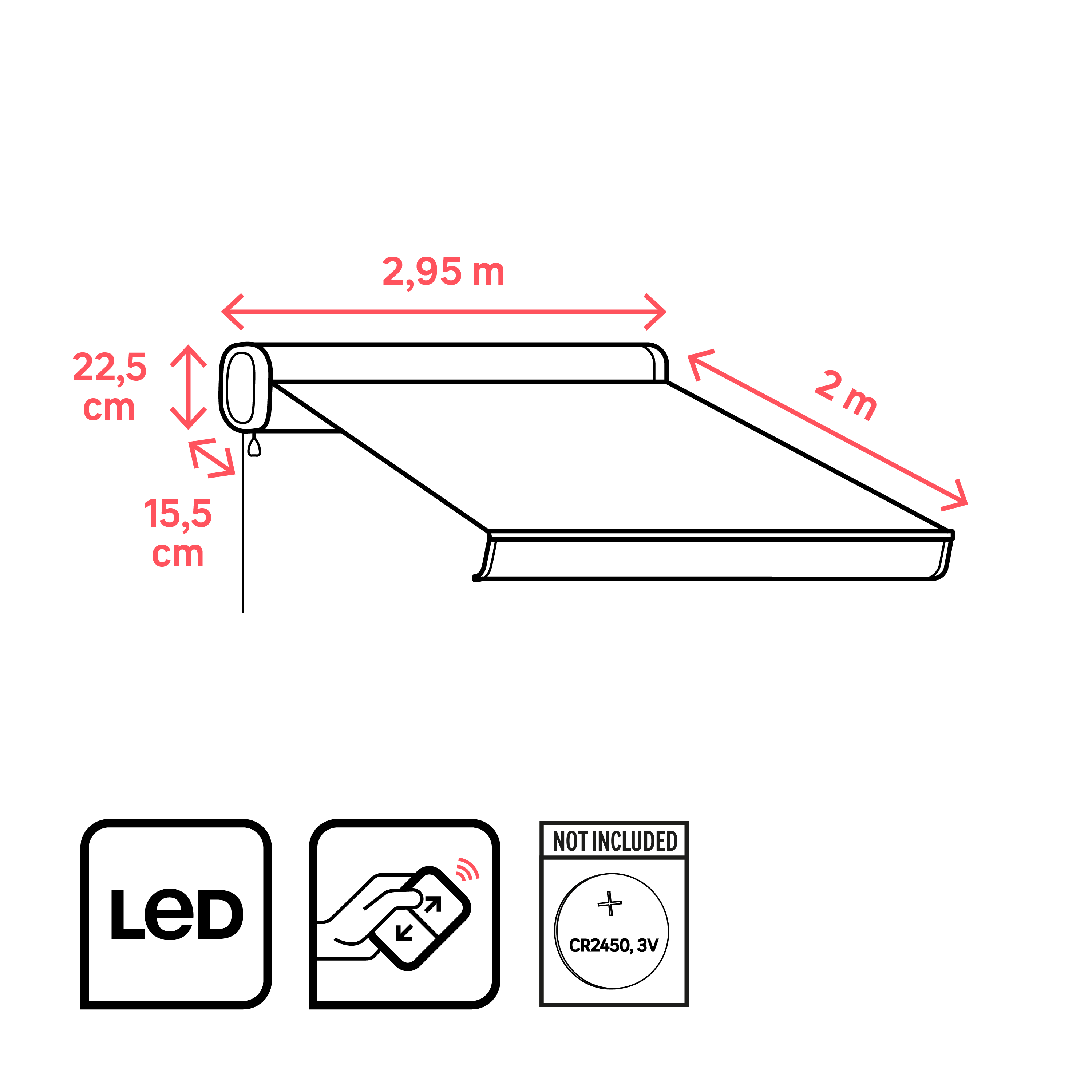 Store banne motorisé 2.95 x 2 m Loby S blanc LED, toile acrylique beige - 4