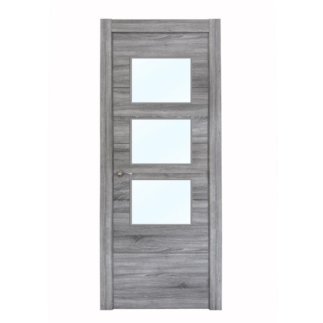 BLOCO DE PORTA CPL CINZA HORIZONTAL VT5 C/ ABERTURA PARA VIDROS 200X80CM DIREITA
