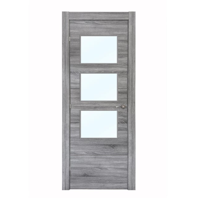BLOCO DE PORTA CPL CINZA HORIZONTAL VT5 C/ ABERTURA PARA VIDROS 200X75CM ESQUERDA