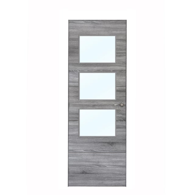 BLOCO DE PORTA CPL CINZA HORIZONTAL VT5 C/ ABERTURA PARA VIDROS 200X80CM ESQUERDA