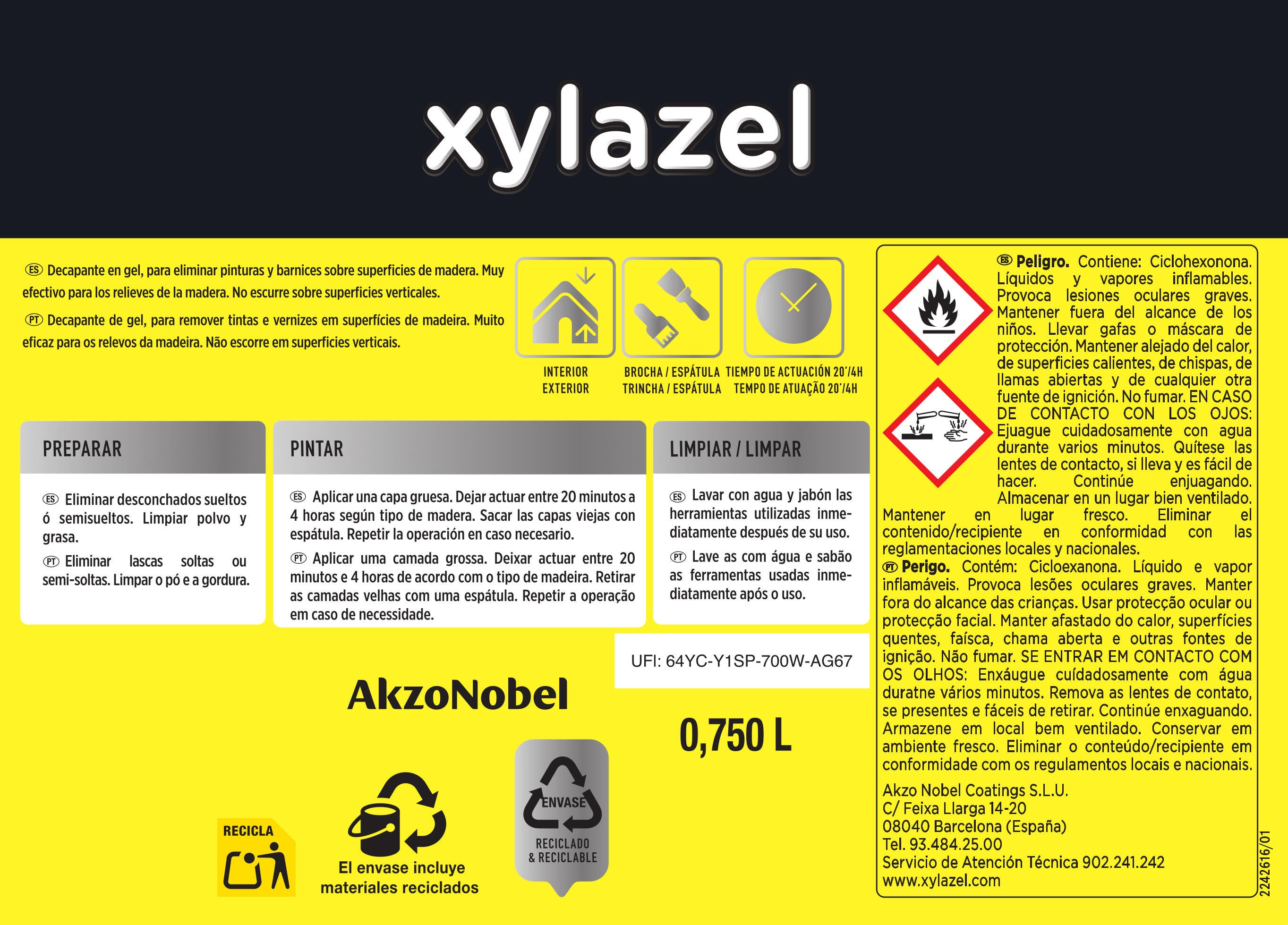 Decapante para madera exterior XYLAZEL 750 ml - 3