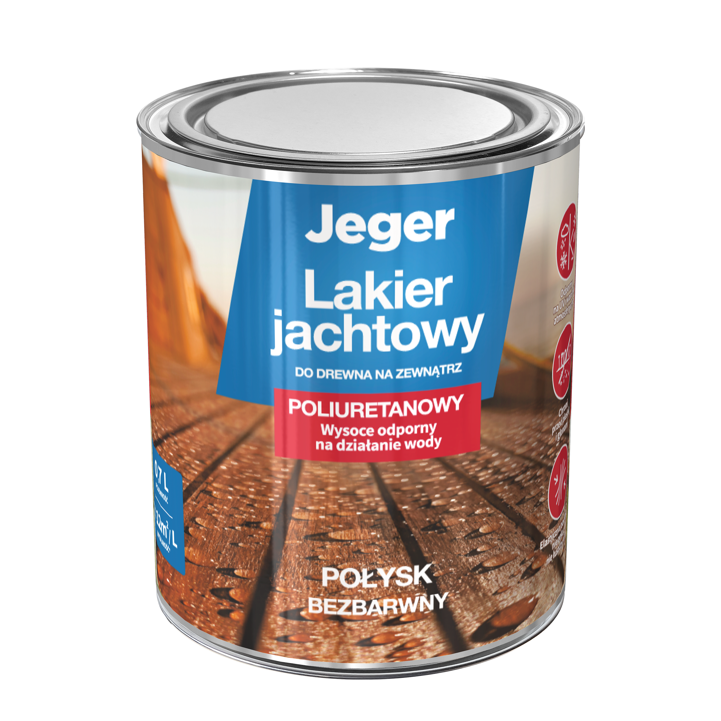 Lakier jachtowy do drewna 0.7 litra bezbarwny Jeger