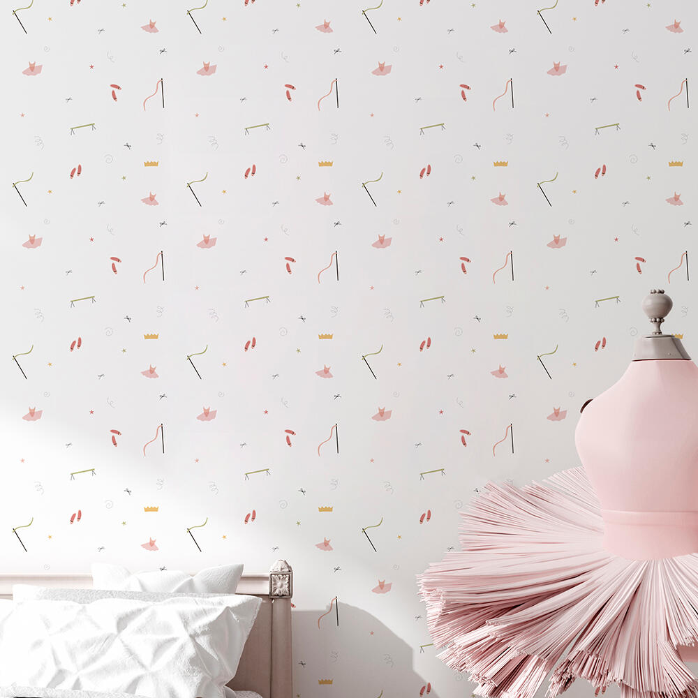 Papel pintado vinilo adhesivo floral vegetal ballet blanco motif 129cmx2.8m extrafácil de limpiar apto para cocinas o baños