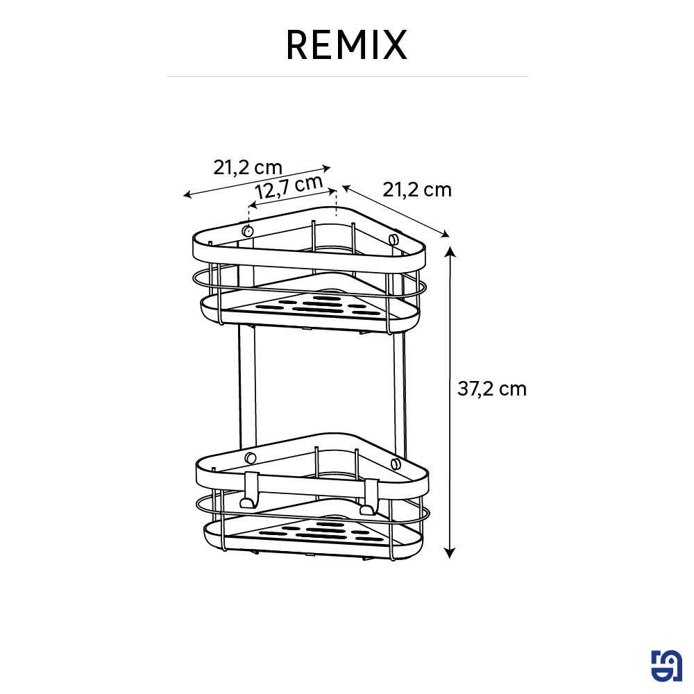 Etagère de douche d'angle chrome à visser mur remix SENSEA - 9