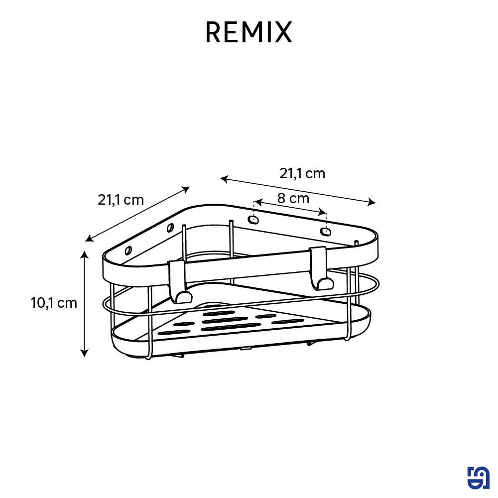 Organizador de ducha Remix negro acero mate con 1 altura para atornillar 21.5x10.3x21.5 cm - 2