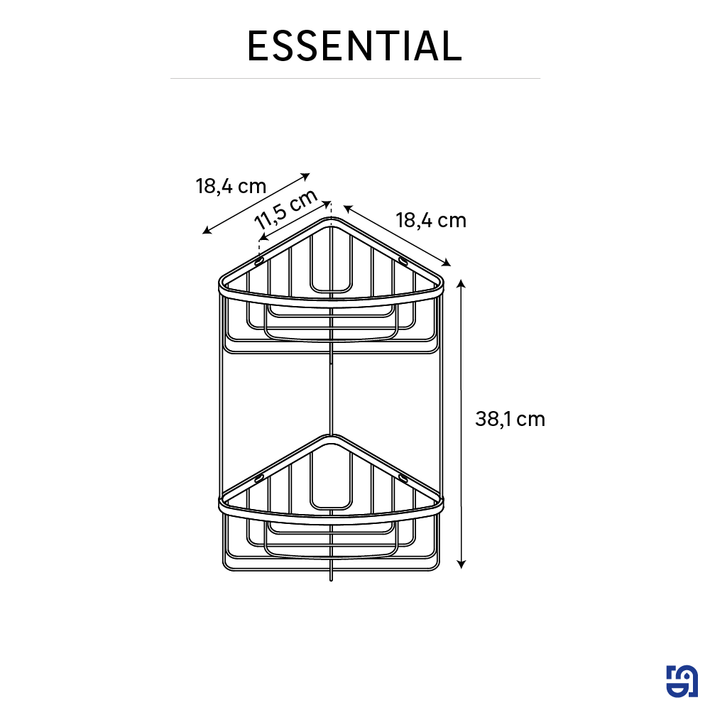 Cesto de duche canto duplo cromado Essential Sensea - 7
