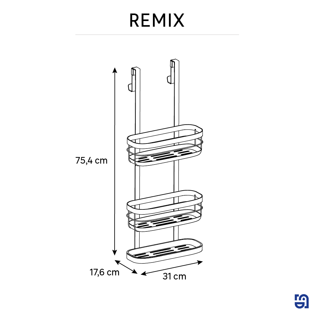 Cesto de duche para pendurar 3 Níveis preto Remix Sensea - 8
