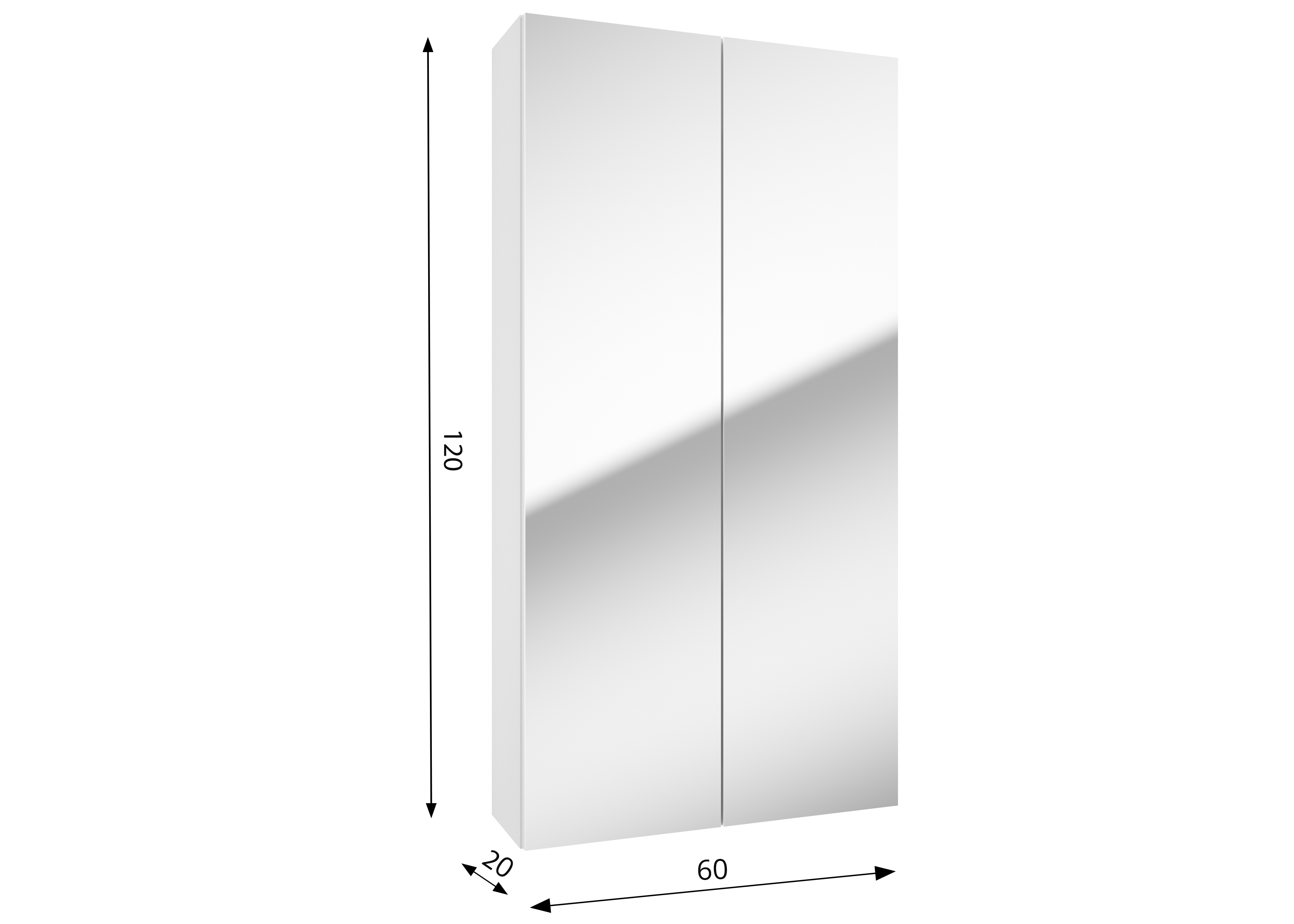 Szafka łazienkowa wisząca z lustrem 60x20x120 cm Duo biała połysk Defra - 4