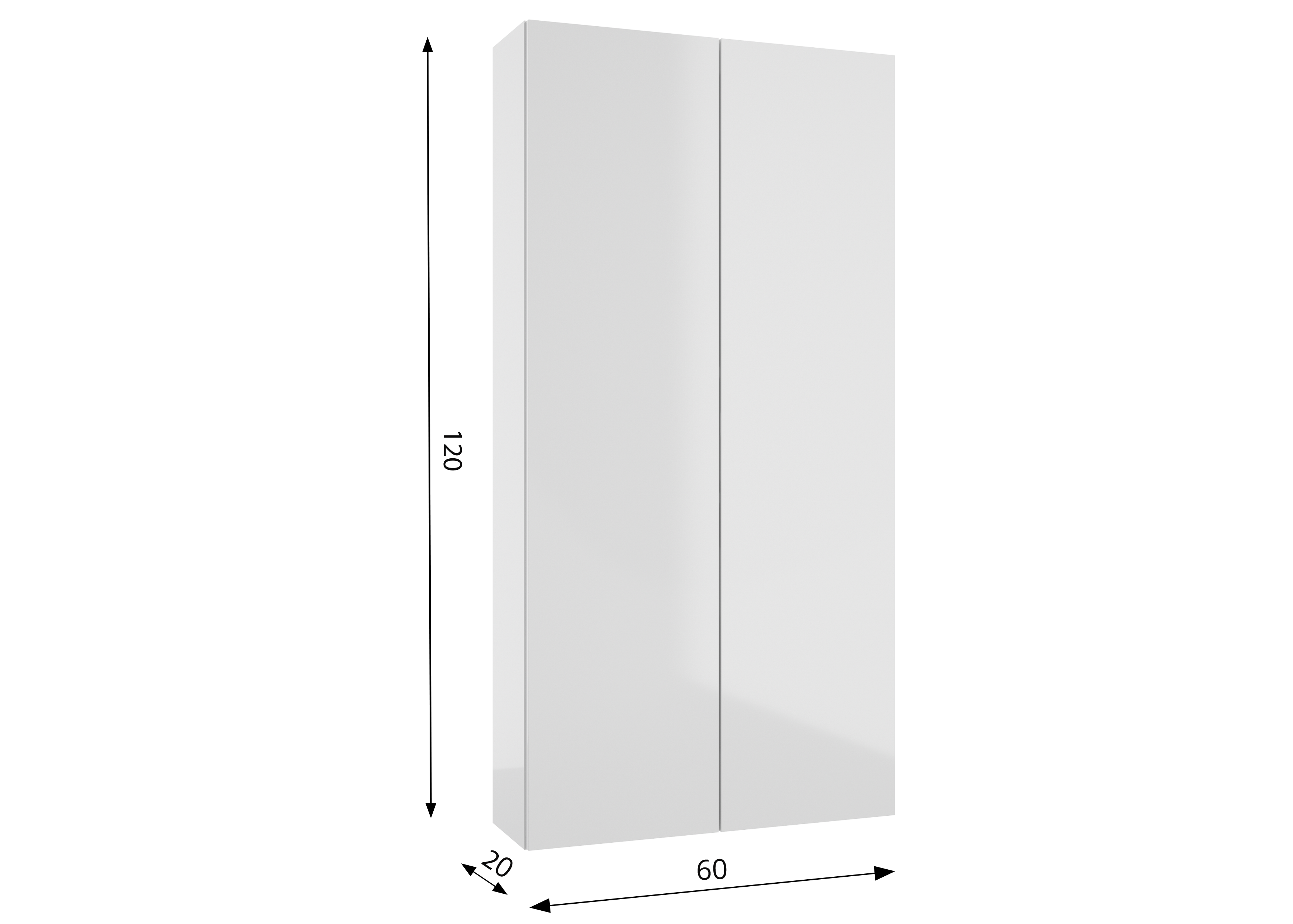 Szafka łazienkowa wisząca 60x20x120 cm Duo biała połysk Defra - 4
