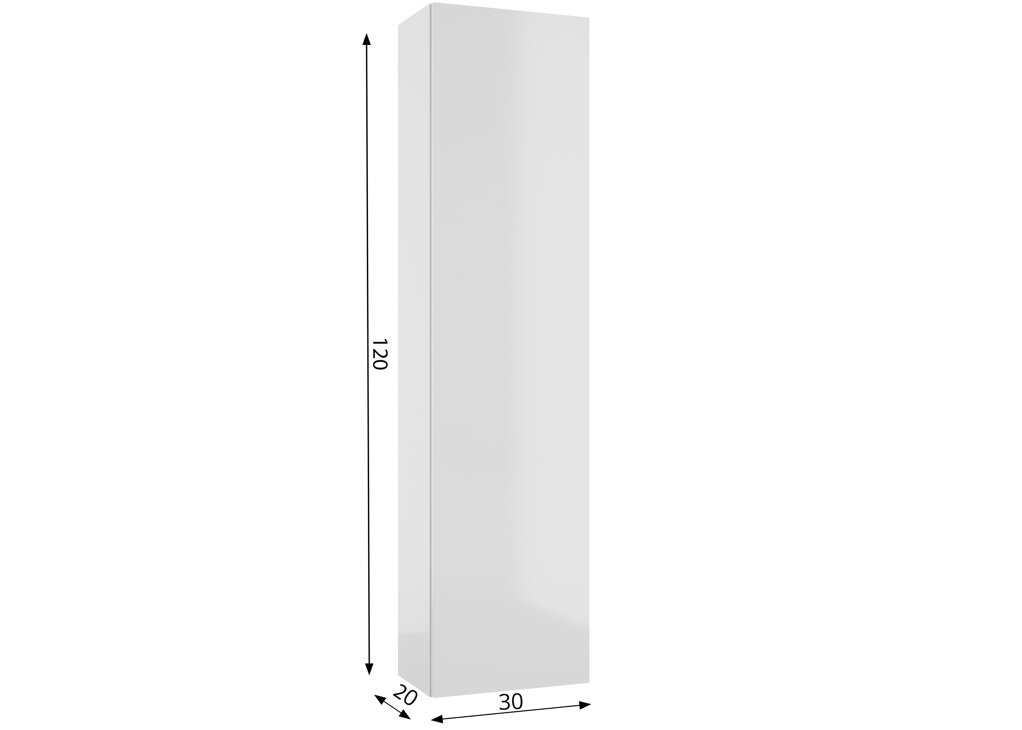 Szafka łazienkowa wisząca 30x20x120 cm Duo biała połysk Defra - 4