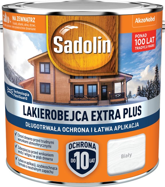 Lakierobejca extra plus biala 2 5 l sadolin 94484215