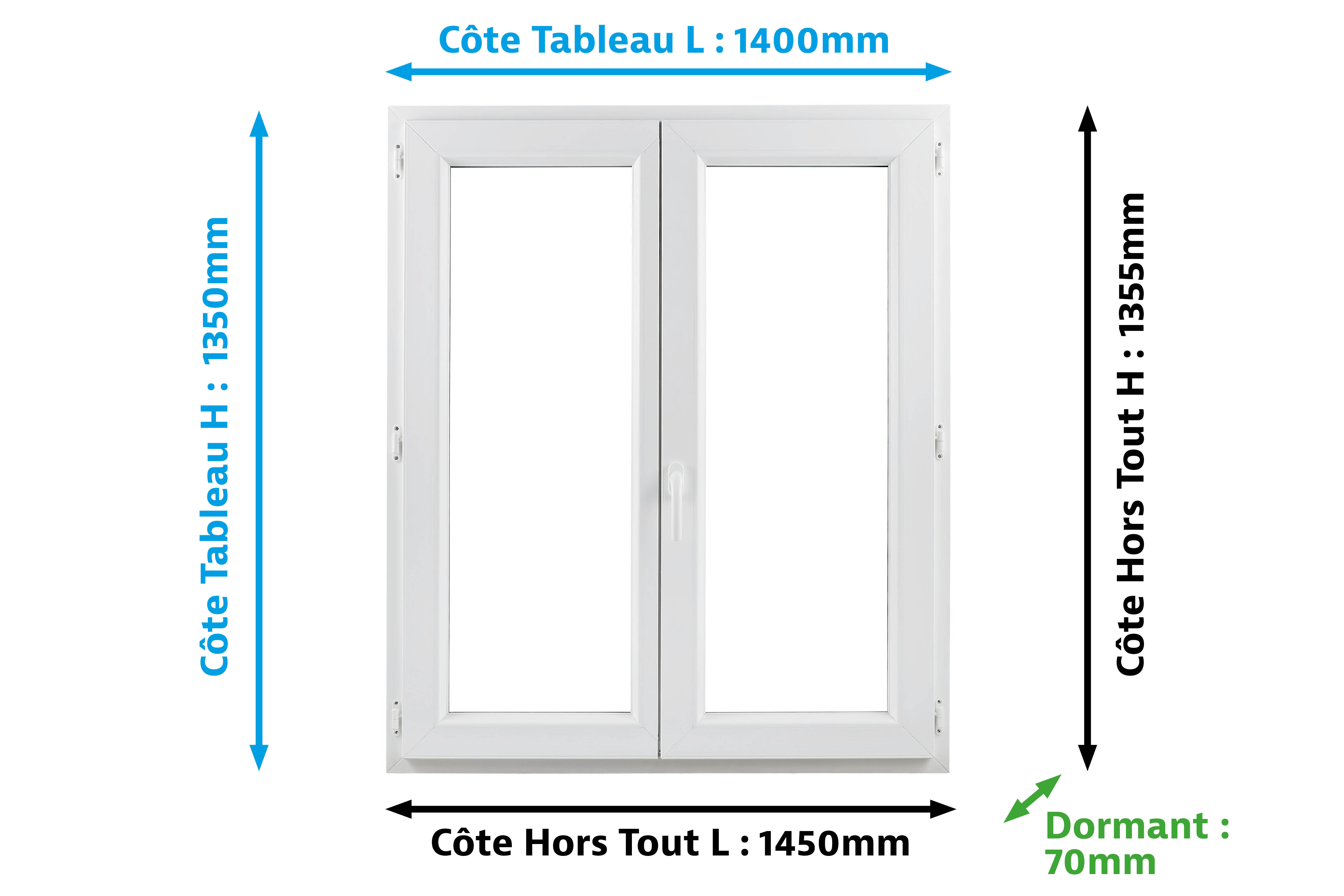 Fenêtre PVC H.135 x l.140 cm 2 vantaux blanc - 2