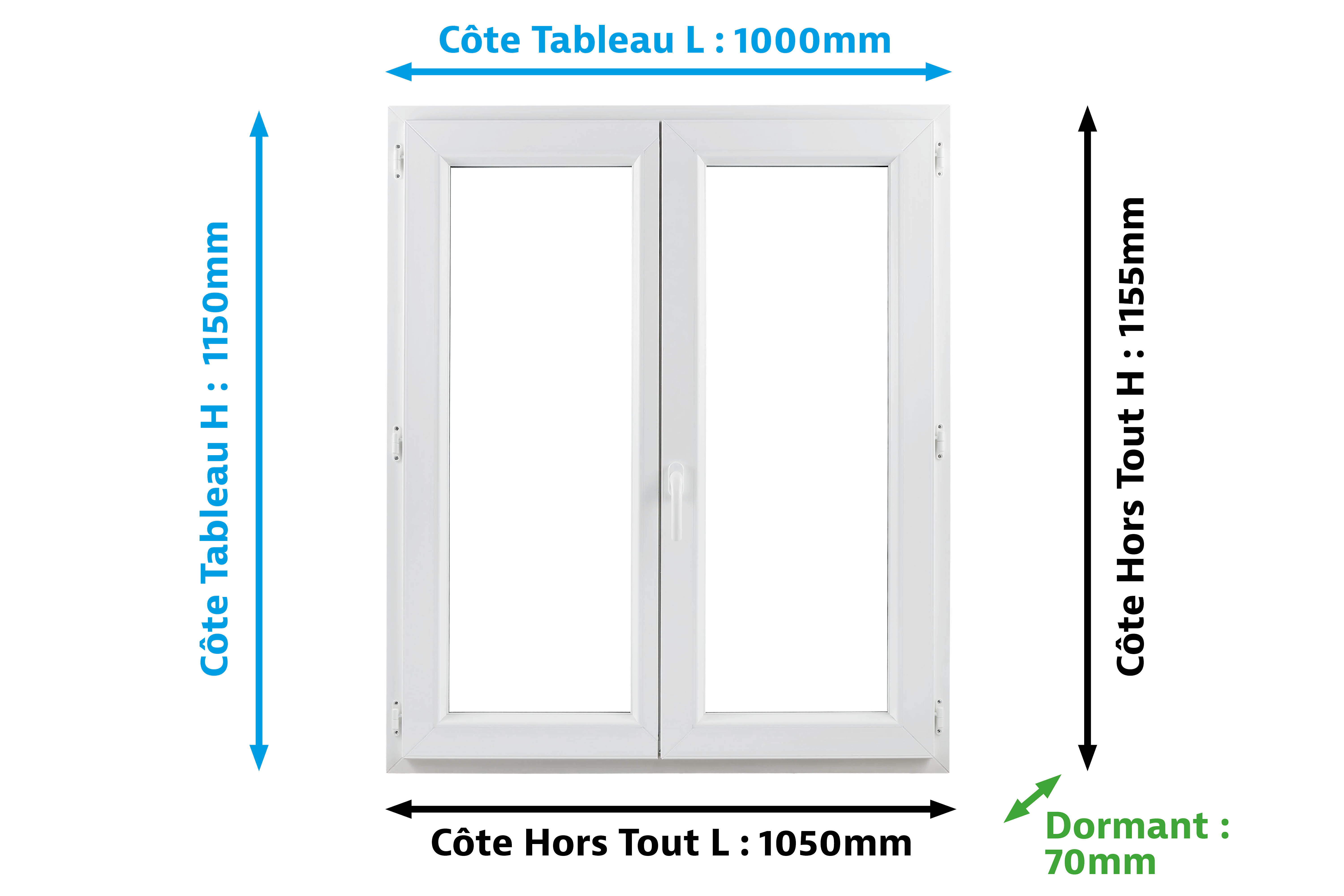 Fenêtre PVC H.115 x l.100 cm 2 vantaux blanc - 3
