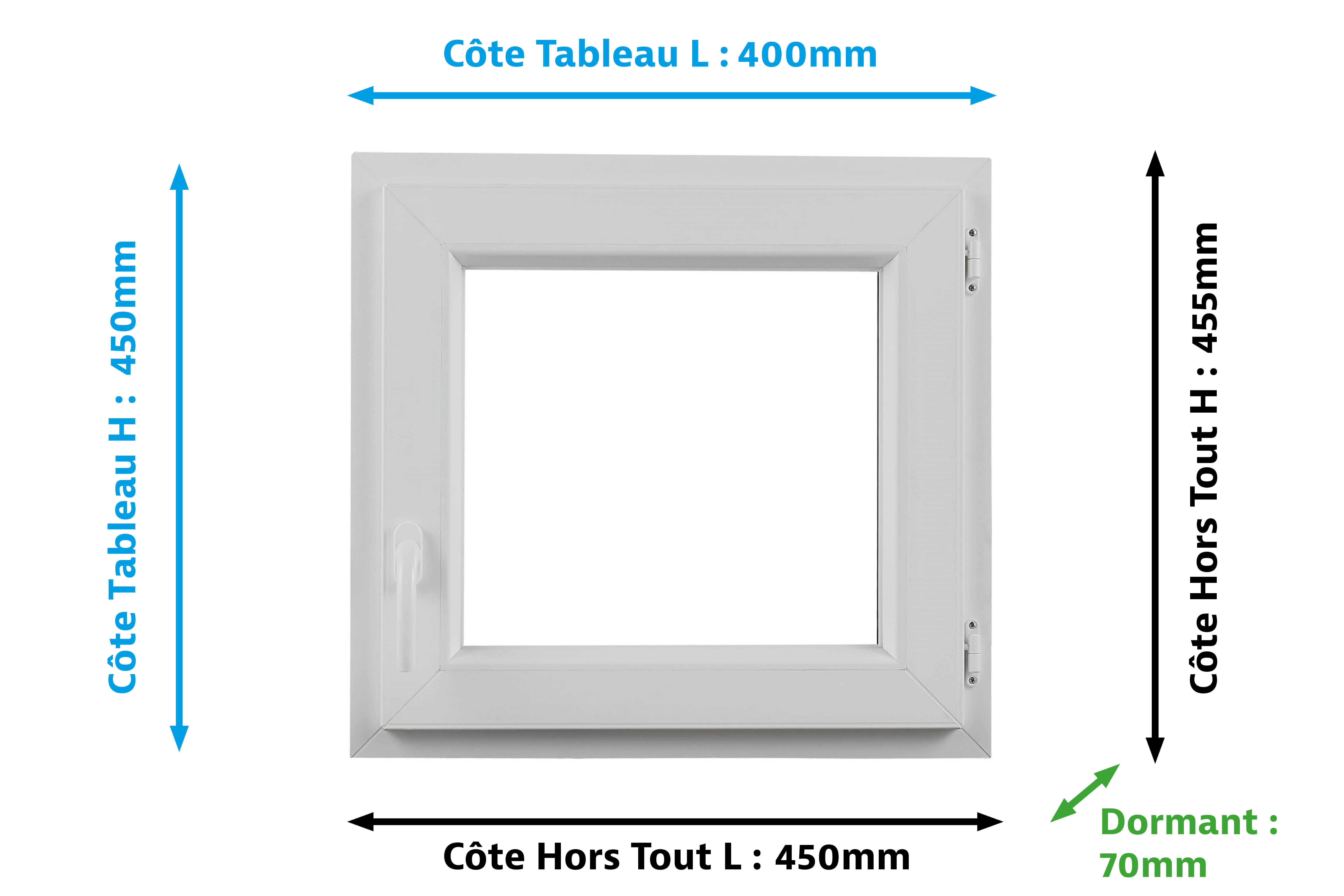 Fenêtre PVC H.45 x l.40 cm 1 vantail tirant droit blanc - 2