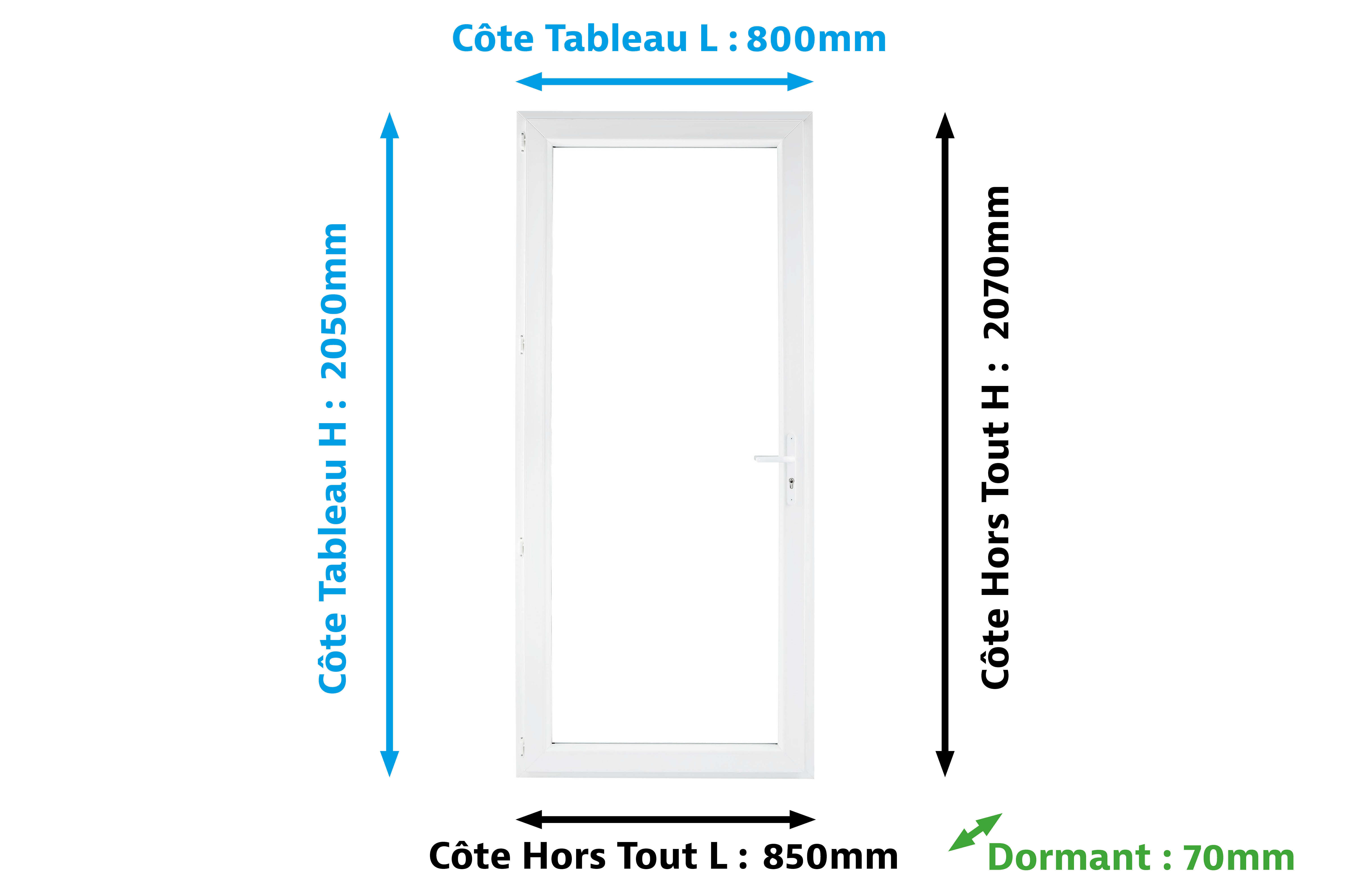 Porte-fenêtre PVC H.205 x l.80 cm 1 vantail tirant gauche blanc - 2