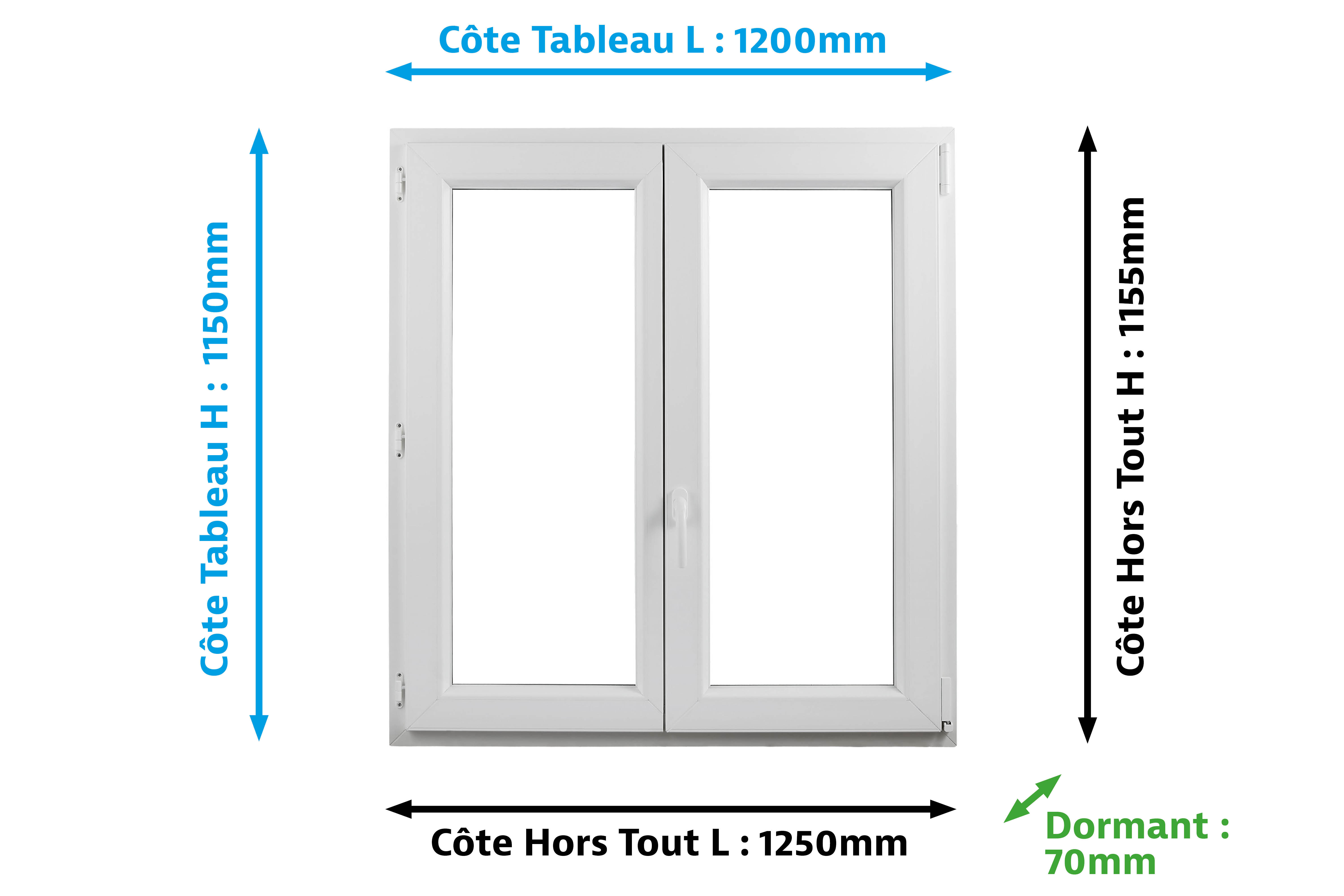 Fenêtre PVC H.115 x l.120 cm oscillo-battant 2 vantaux blanc - 3