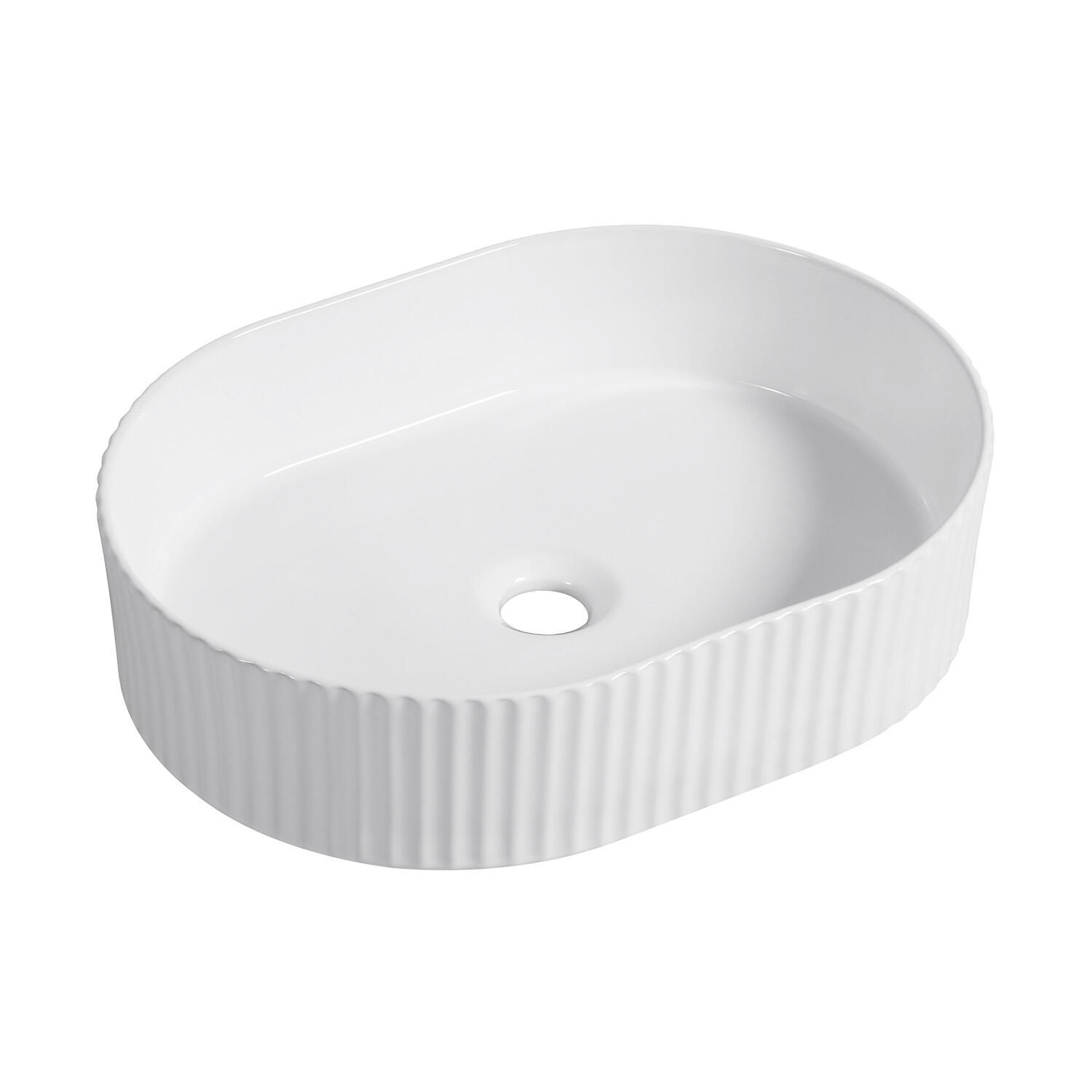 Vasque à poser céramique ovale Ena H.12 x l.49 x P.36.5 cm blanc satiné - 2