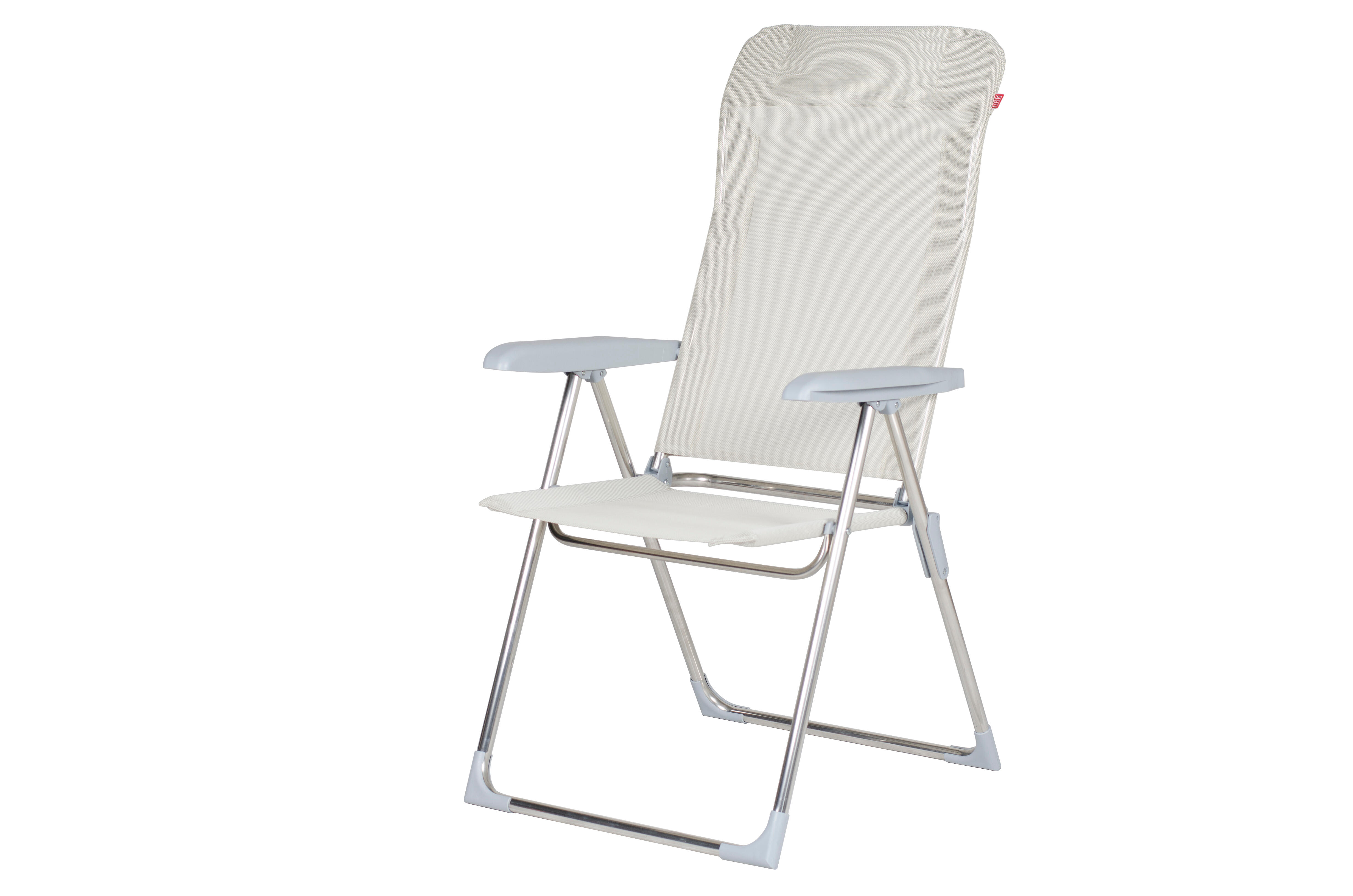 Sedia a sdraio da giardino in alluminio con braccioli pieghevole Relax FIAM, seduta in textilene beige e bianco - 2