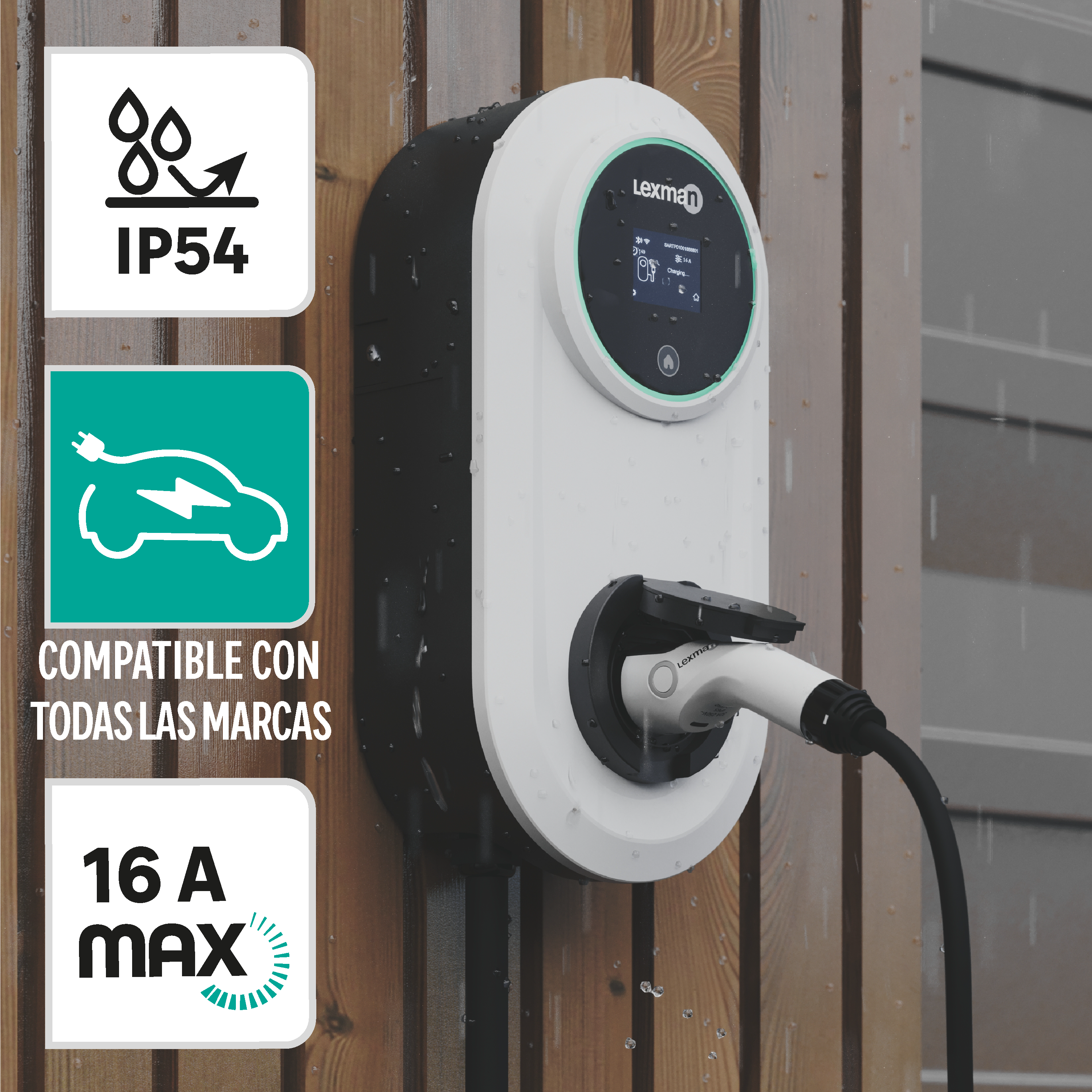 Carregador para carro Elétrico Lexman - 3,7 kW - Tipo 2 - 12