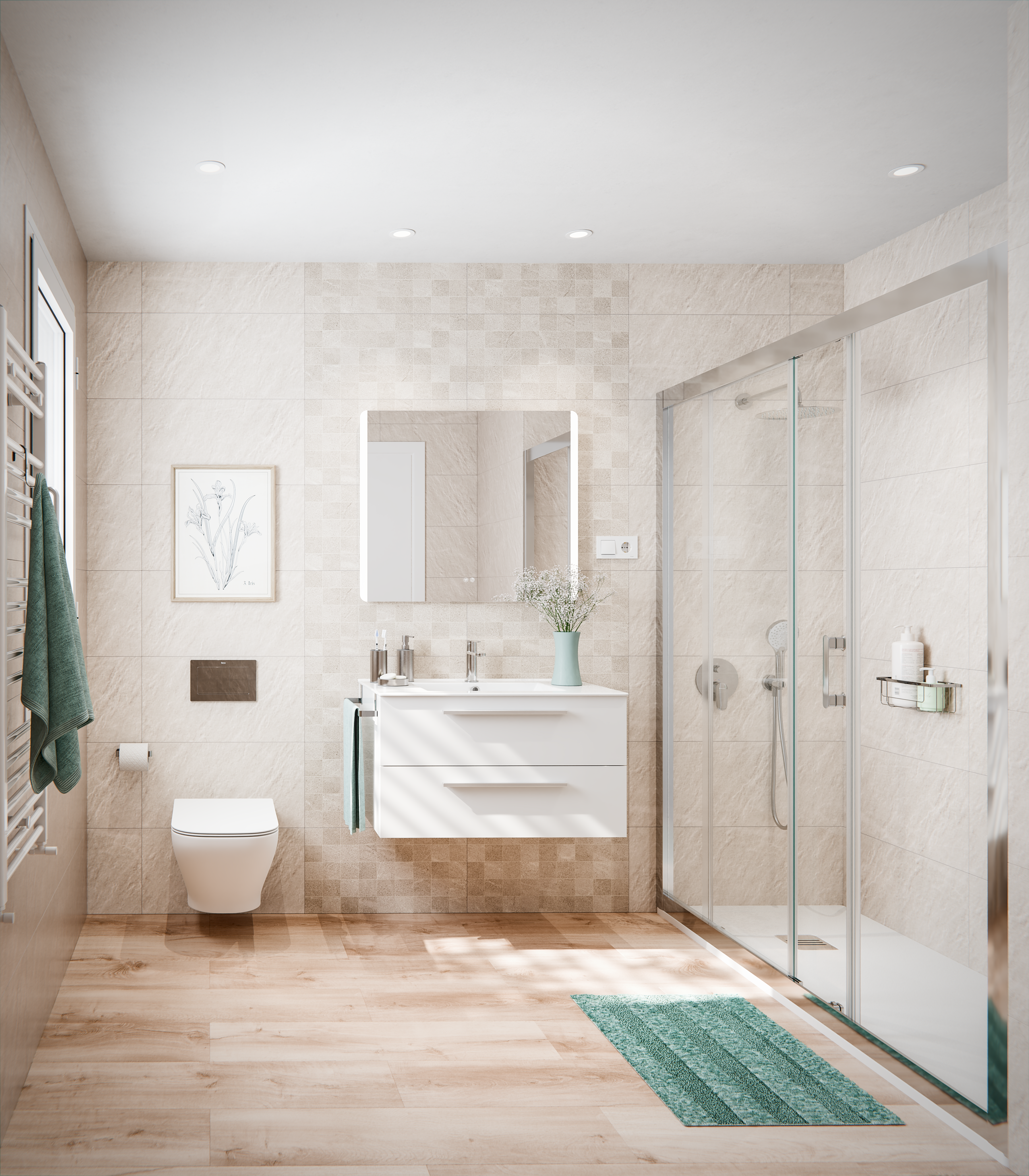 Espelho 80x70 cm iluminação led prateado Sensea Easy - 11