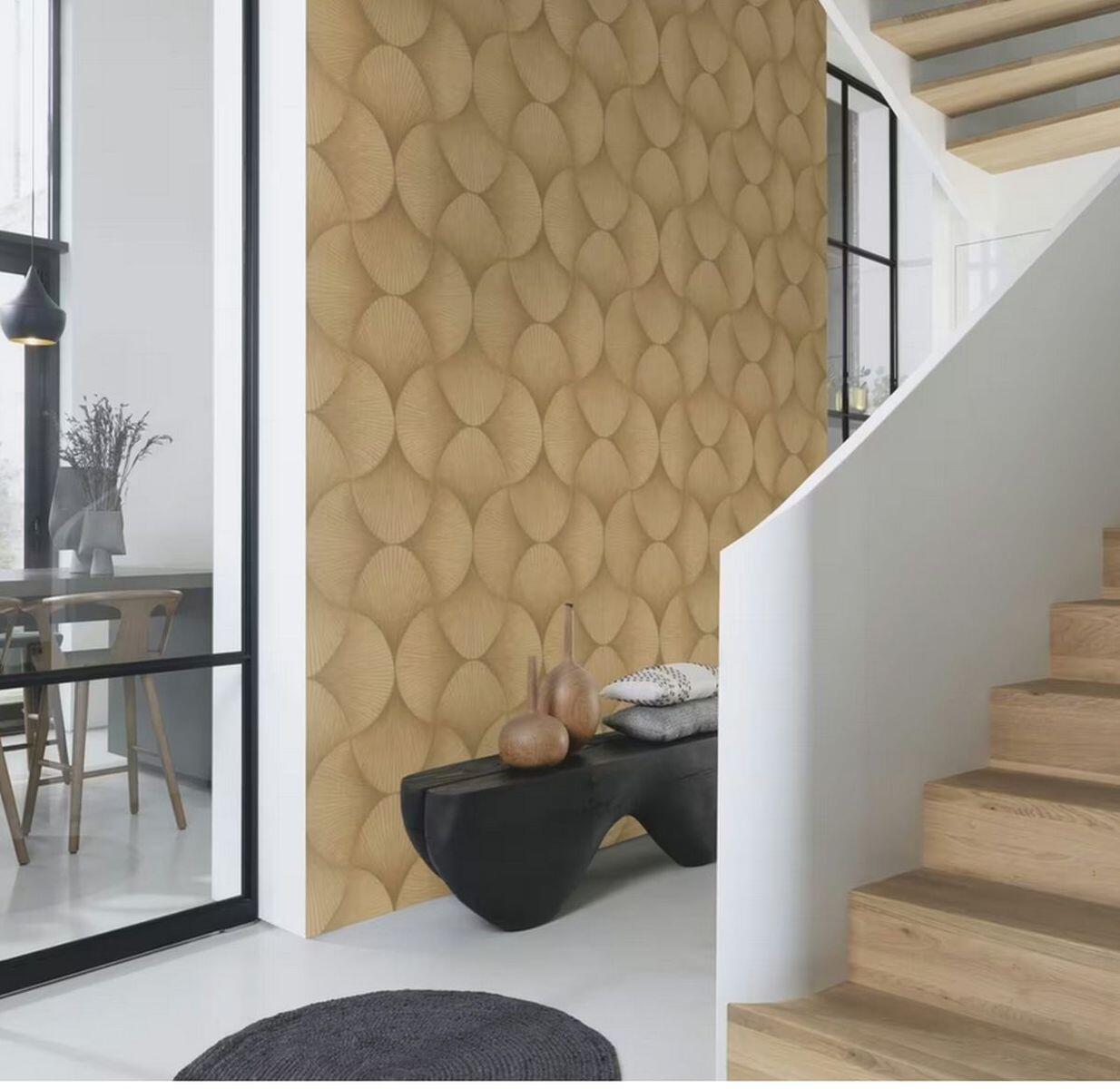 Papel pintado vinilo aplicación cola en pared urban city chicago 608243 amarillo rasch 53cmx10.05m lavable apto para cocinas o baños