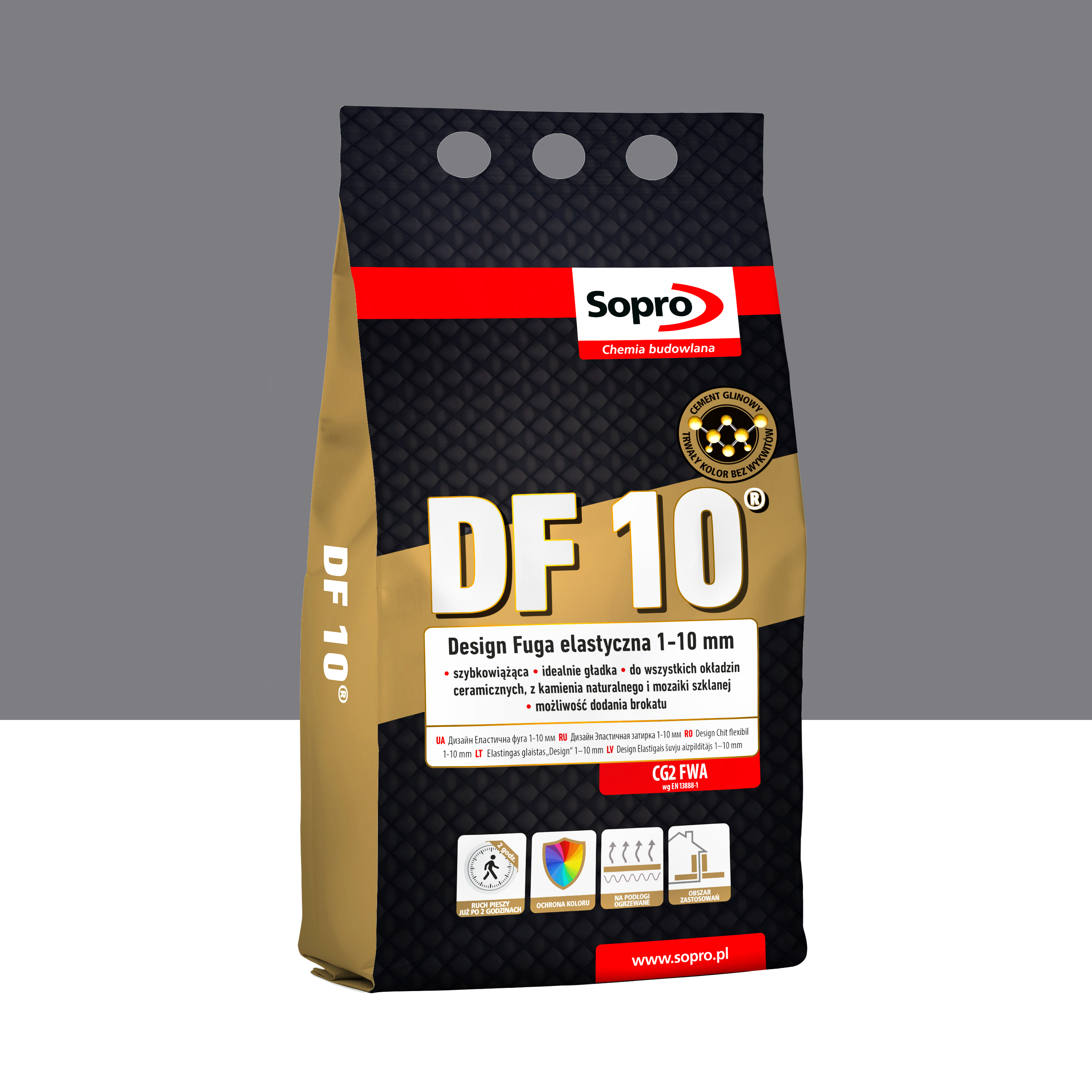 Fuga elastyczna DF10 Szary Beton 14 4 kg Sopro