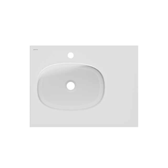 Lavabo a incasso rettangolare vasca a sinistra Modern L 46.0 x H 14.3 x P 61.0 cm in composito minerale di resina gelificata bianco opaco