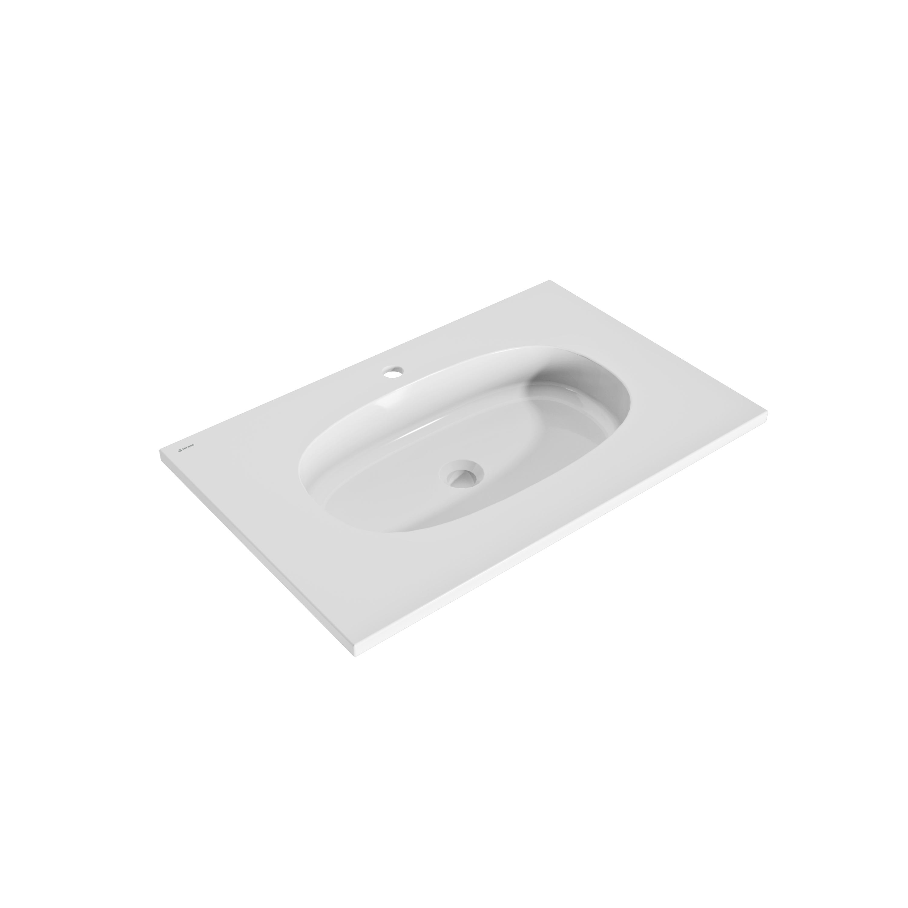 Lavabo a incasso rettangolare vasca centrale Icone L 49.0 x H 14.3 x P 76.0 cm in composito minerale di resina gelificata bianco lucido - 3
