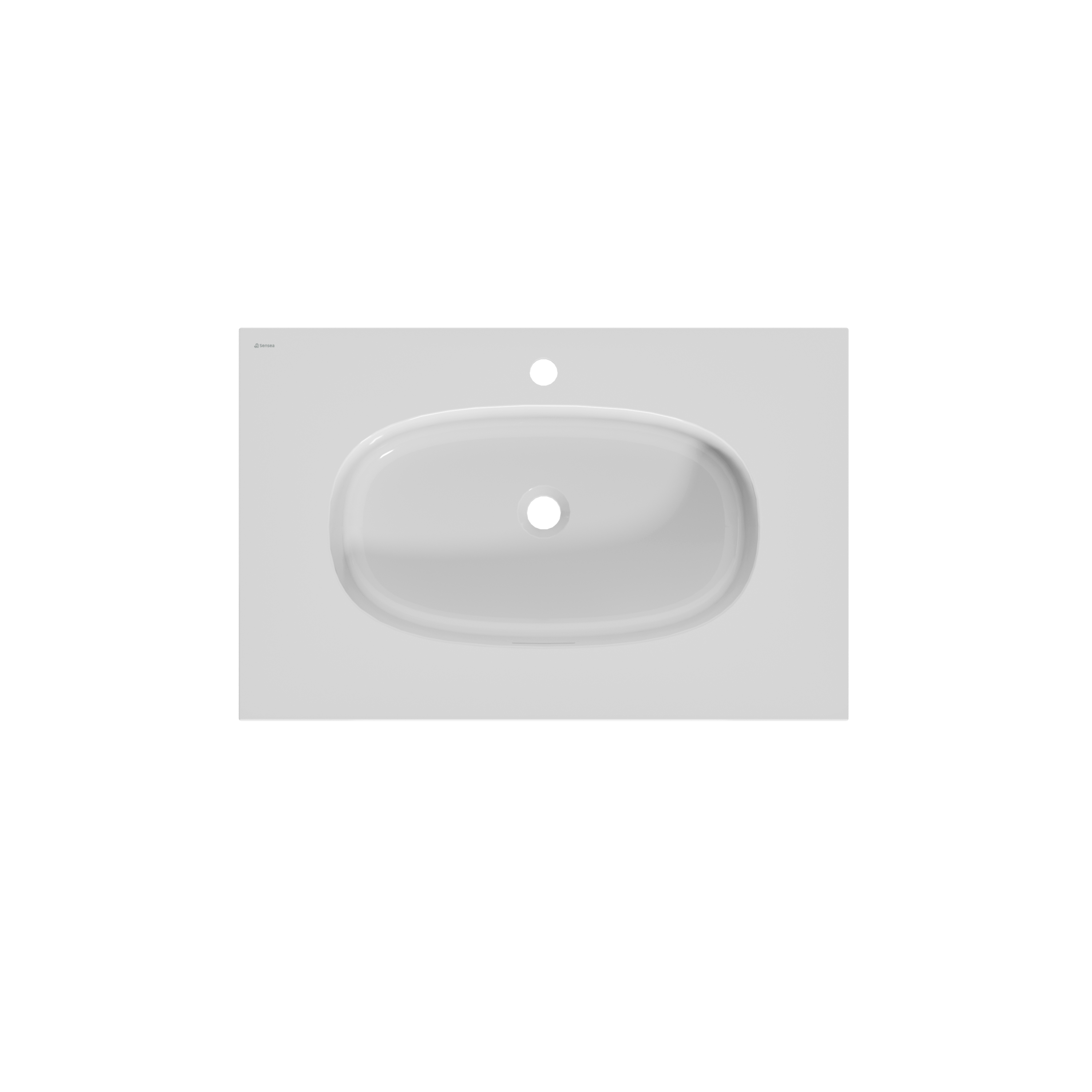 Lavabo a incasso rettangolare vasca centrale Icone L 49.0 x H 14.3 x P 76.0 cm in composito minerale di resina gelificata bianco lucido - 2