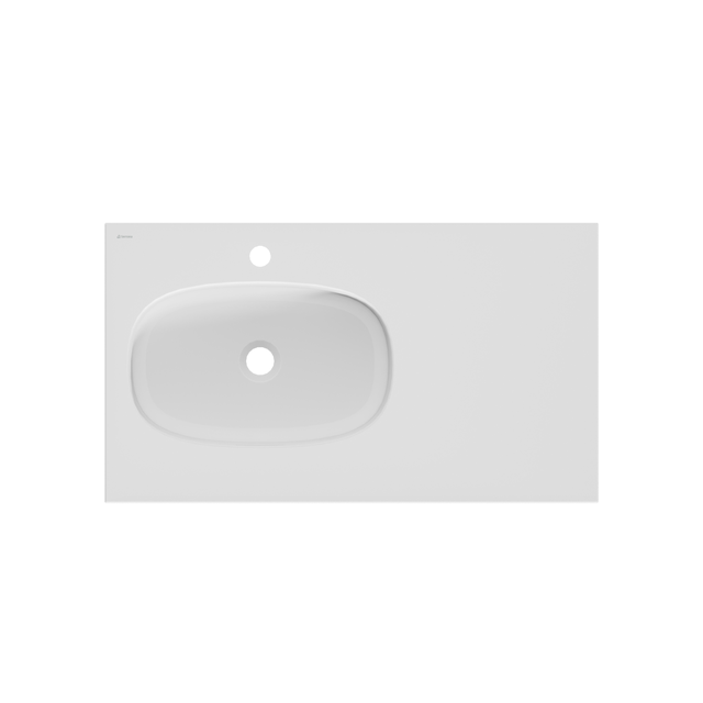 Lavabo a incasso rettangolare vasca a sinistra Modern L 46.0 x H 14.3 x P 81.0 cm in composito minerale di resina gelificata bianco opaco