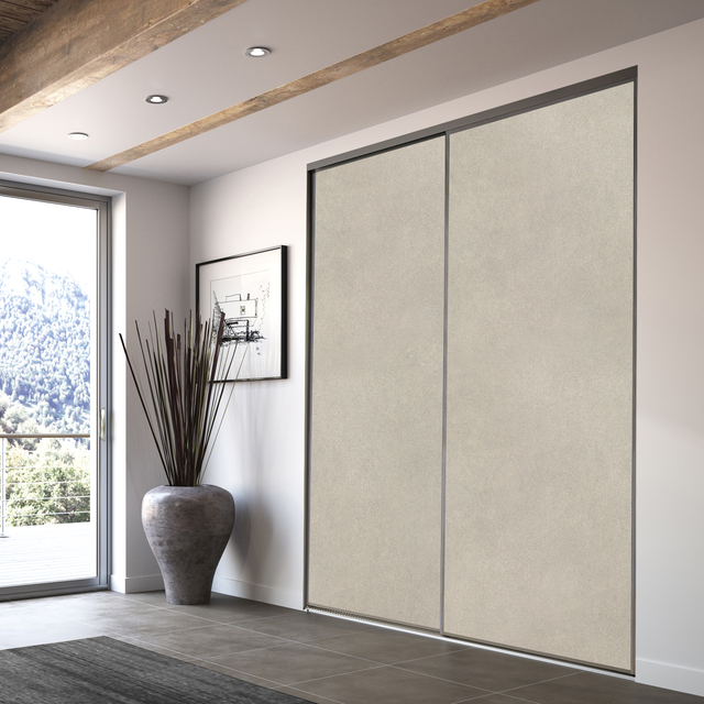 Kit 2 portas de correr com calhas cinzento 120x250 cm cinza/branco