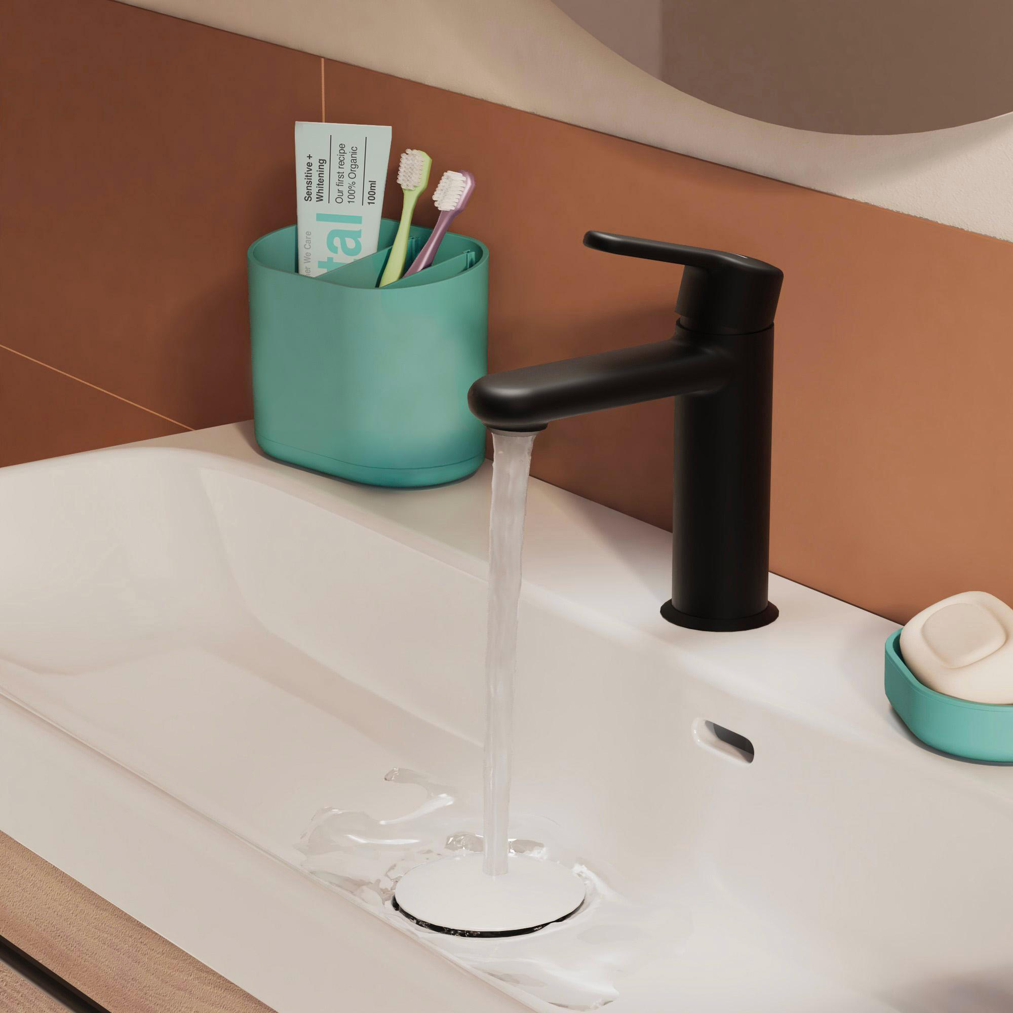 Bateria umywalkowa 16.2 cm 4.9 l/min czarna Easy Sensea - 4