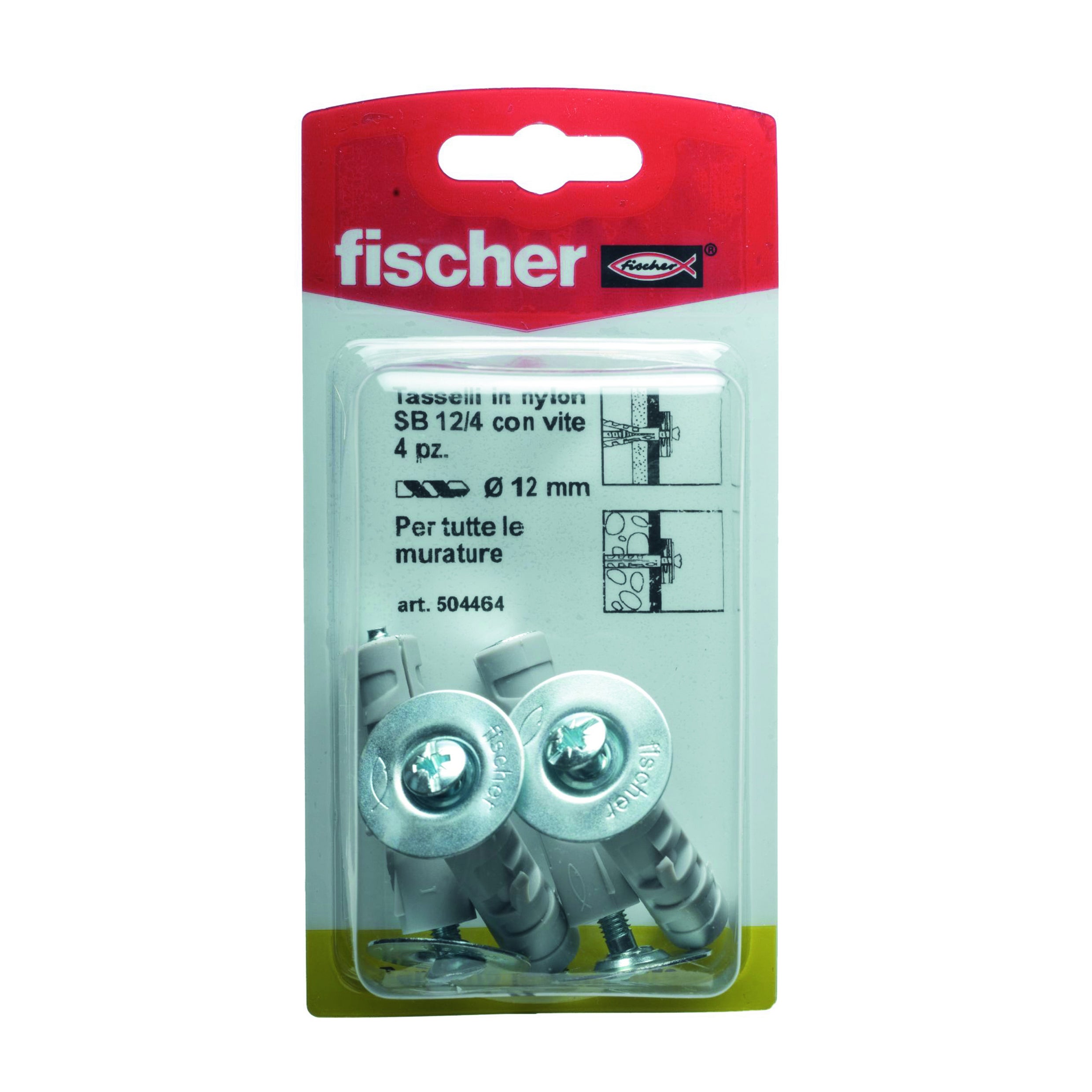 Set di tasselli con vite FISCHER SB 12/4 K - L.verde in nylon ø 12 mm, 4 pezzi - 3