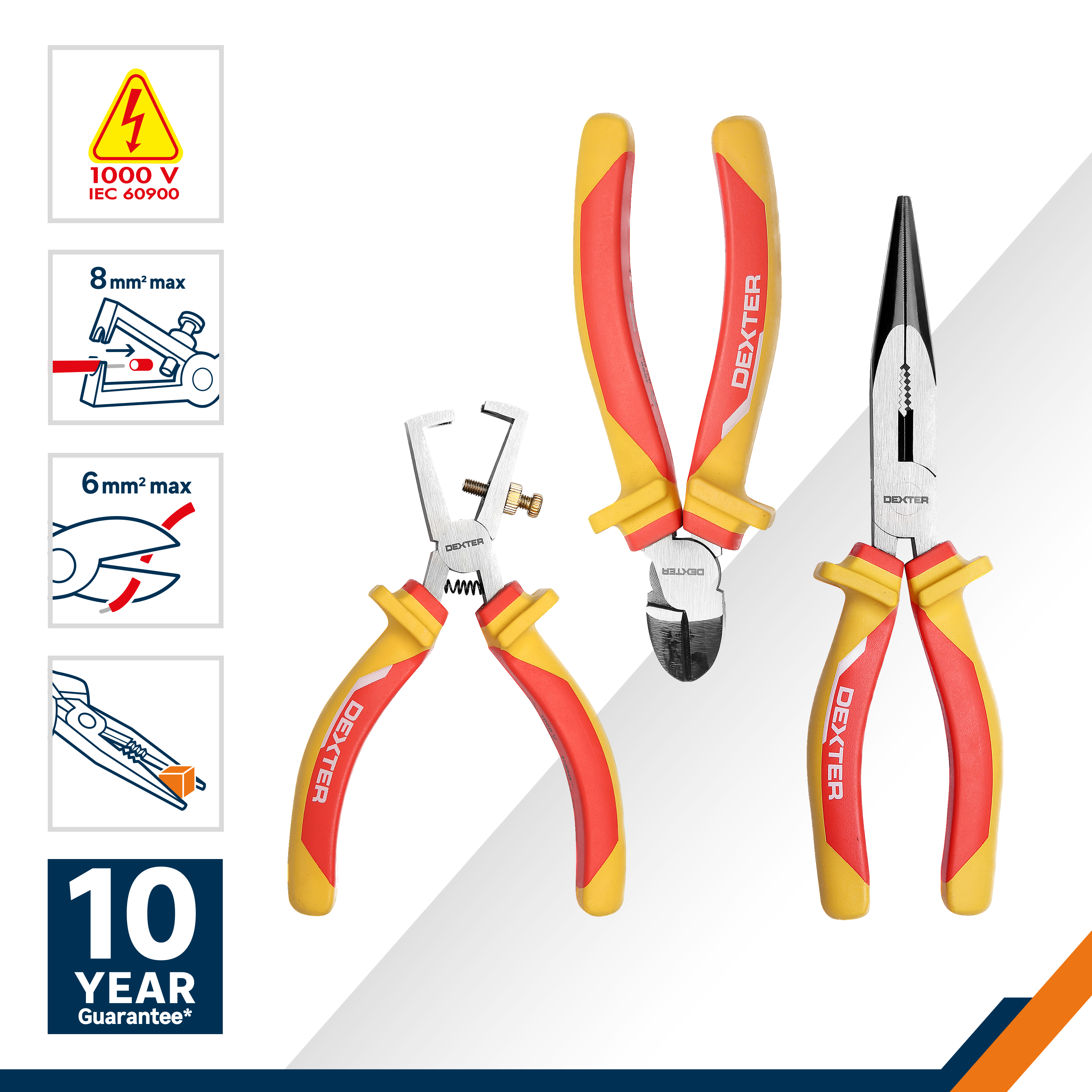 Lot de 3 pinces de précision isolées DEXTER - 8