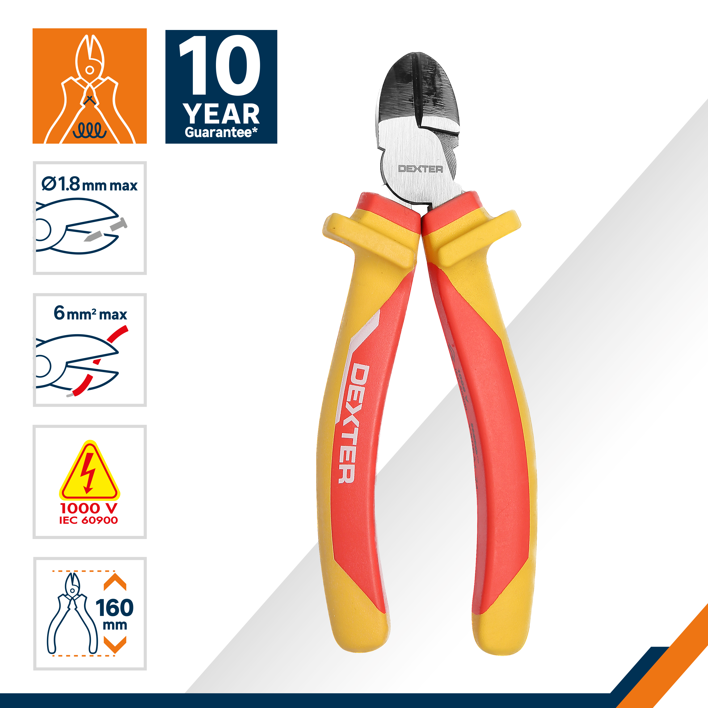 Pince coupante isolée avec protection électrique DEXTER 856525, 160 mm - 7