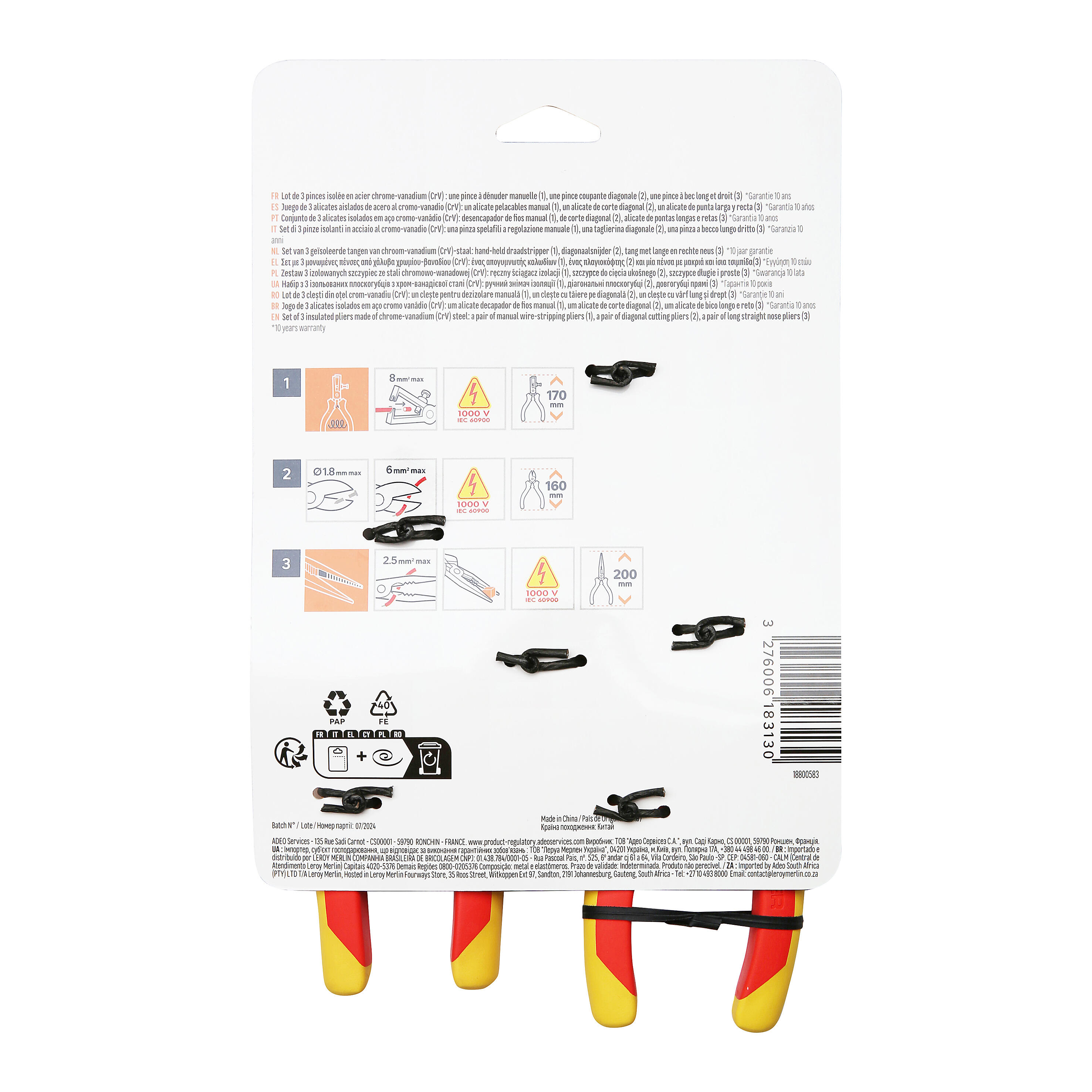 Lot de 3 pinces de précision isolées DEXTER - 9