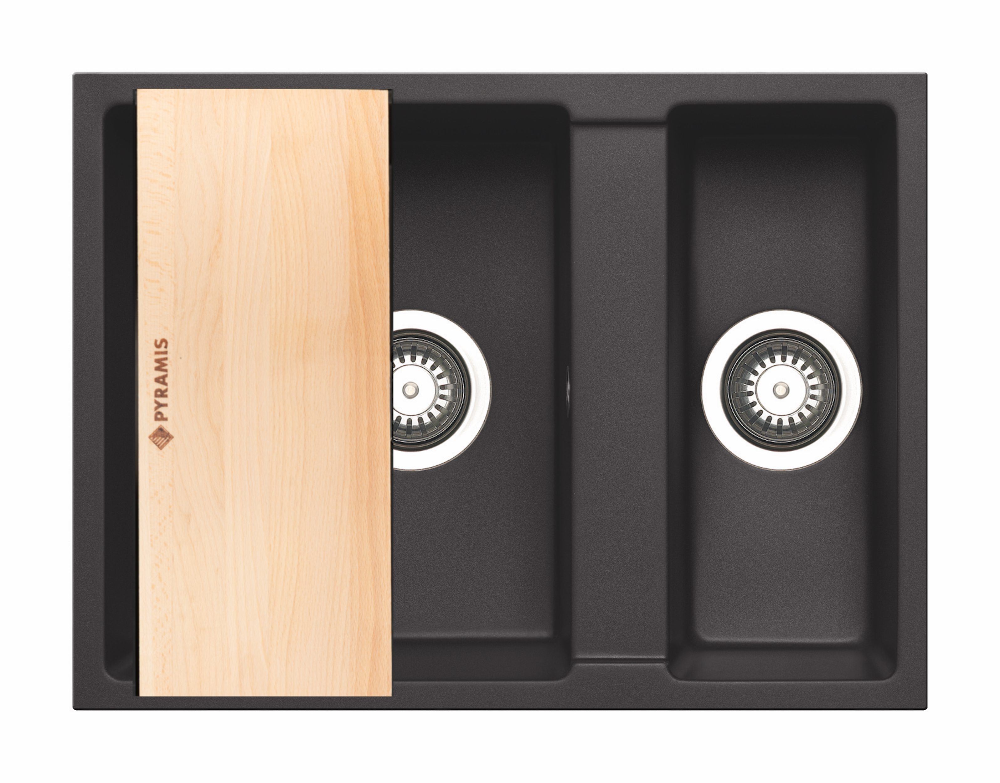 Zlewozmywak konglomeratowy jednokomorowy Tetragon czarny 59 Pyramis