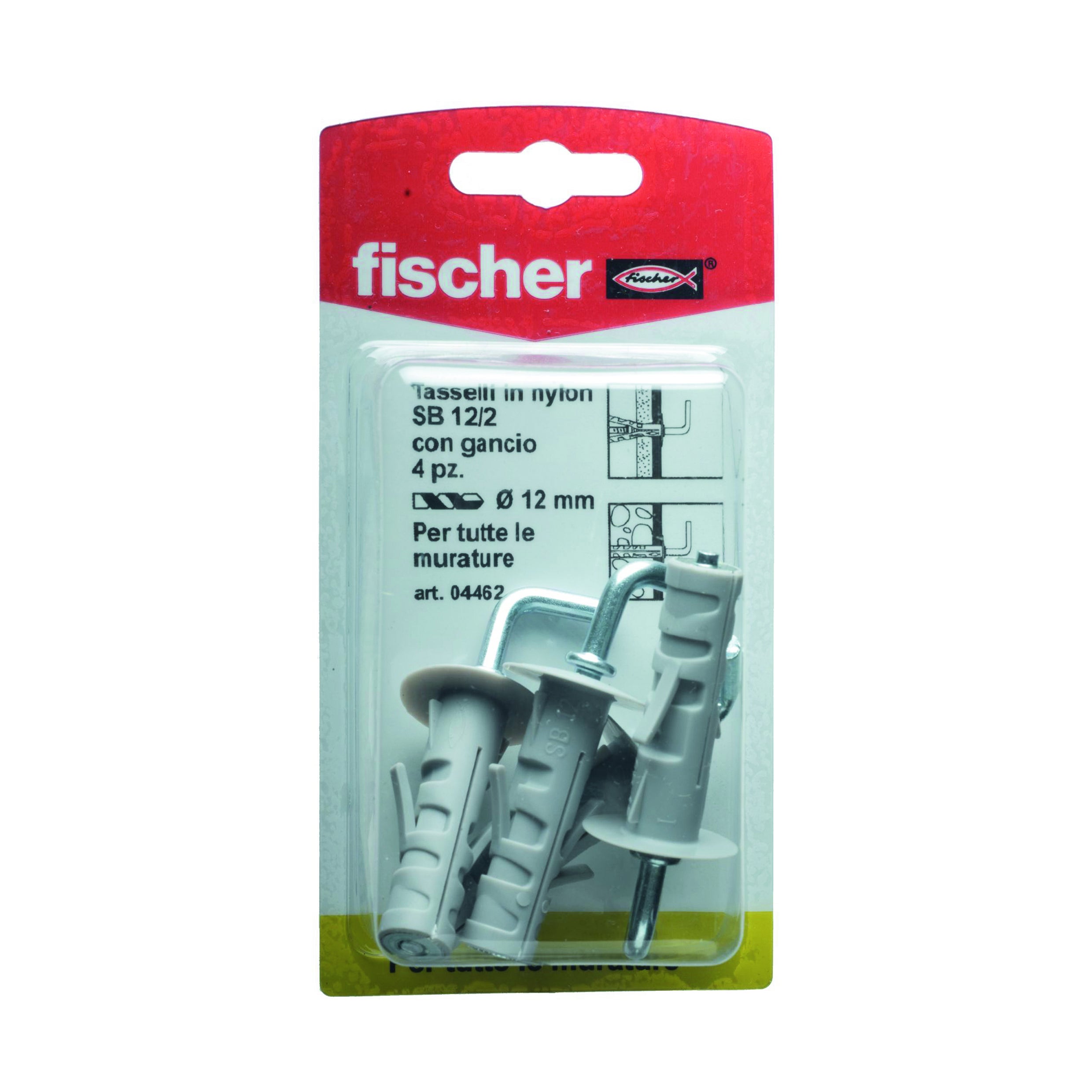 Set di tasselli  con gancio a l FISCHER SB 12/2 K - L.verde  in nylon  Ø 12 mm  4 pezzi - 2