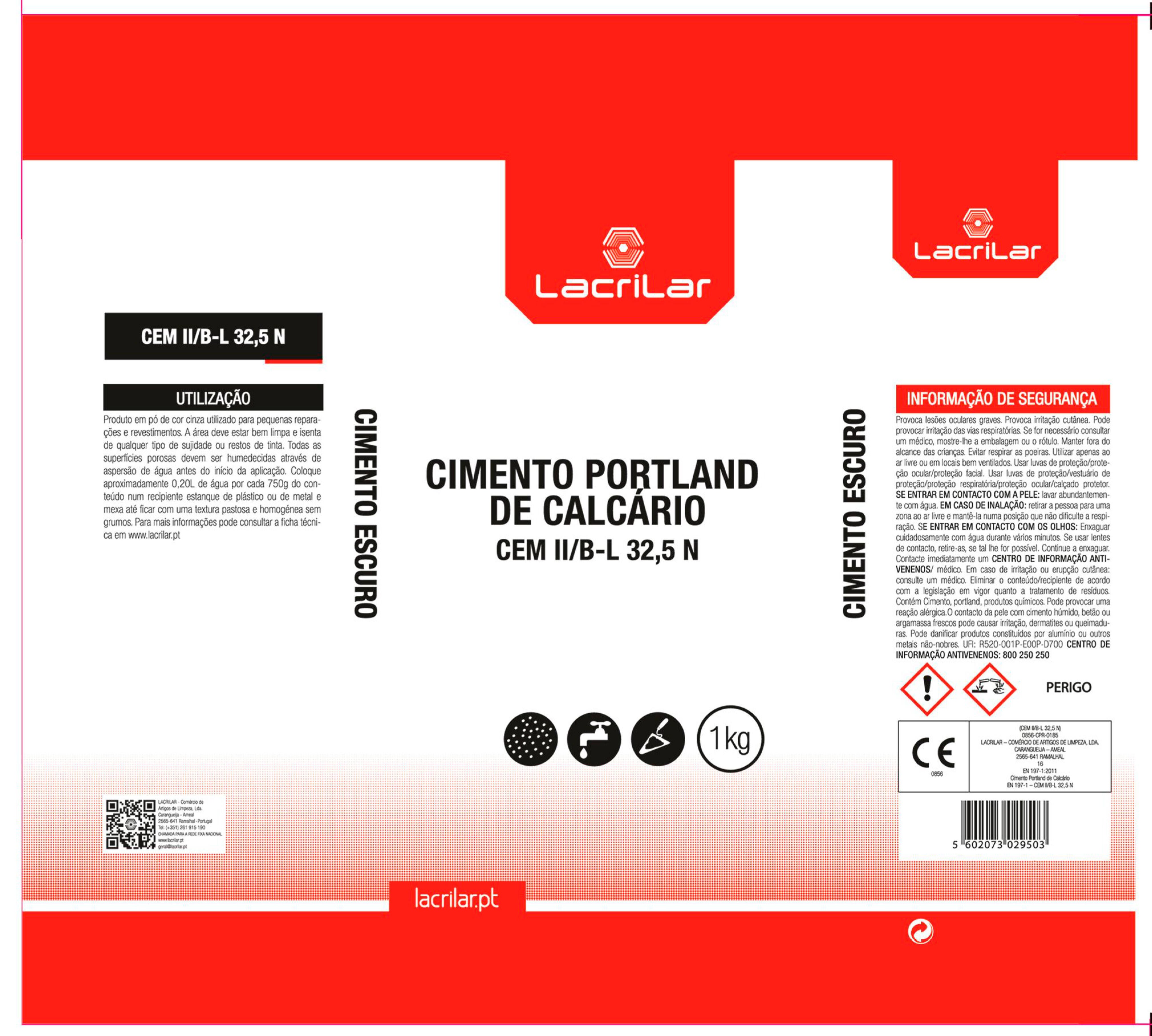 Cimento escuro LACRILAR 1KG - 3