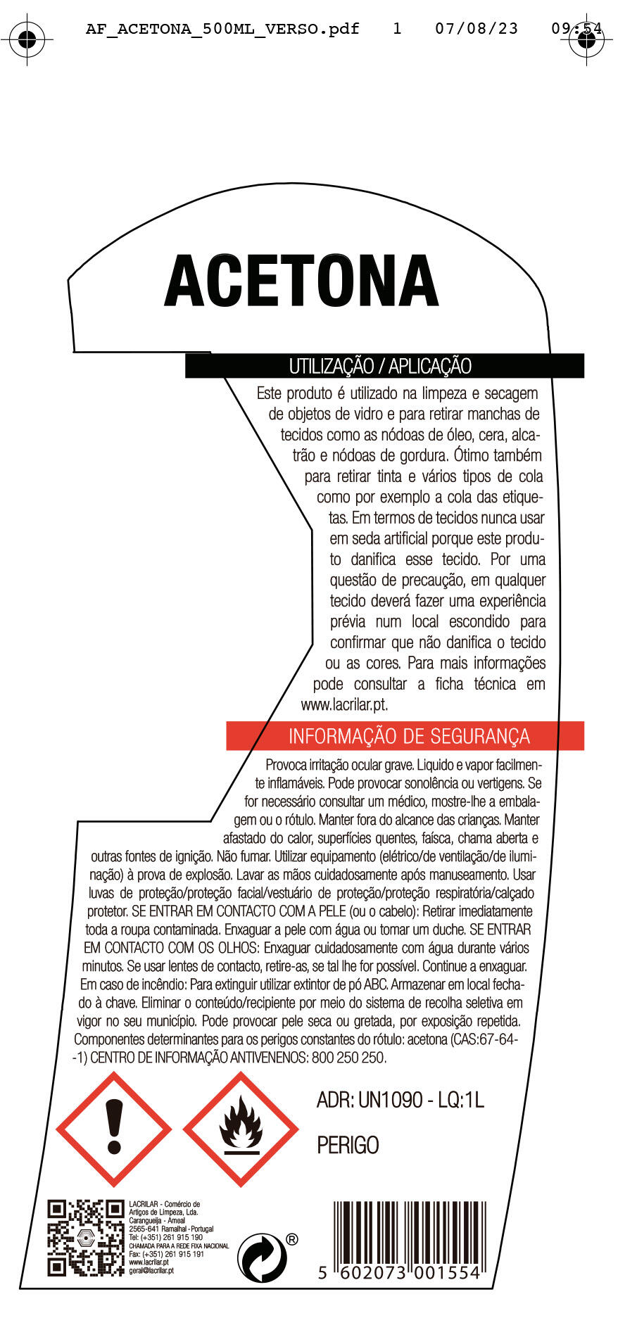 Acetona para limpar 0,5L Lacrilar - 4