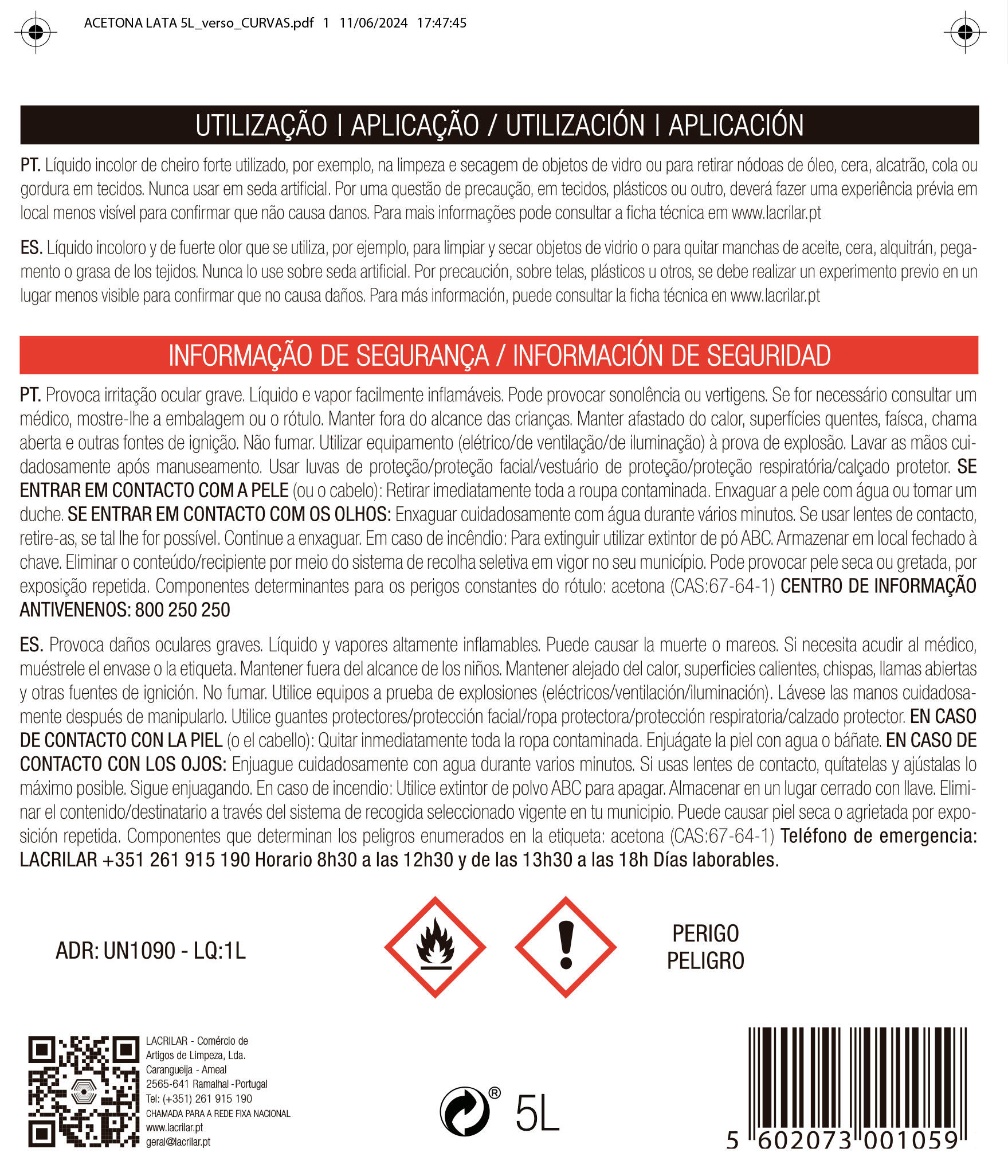 Acetona LACRILAR LIMPEZA 1L - 3