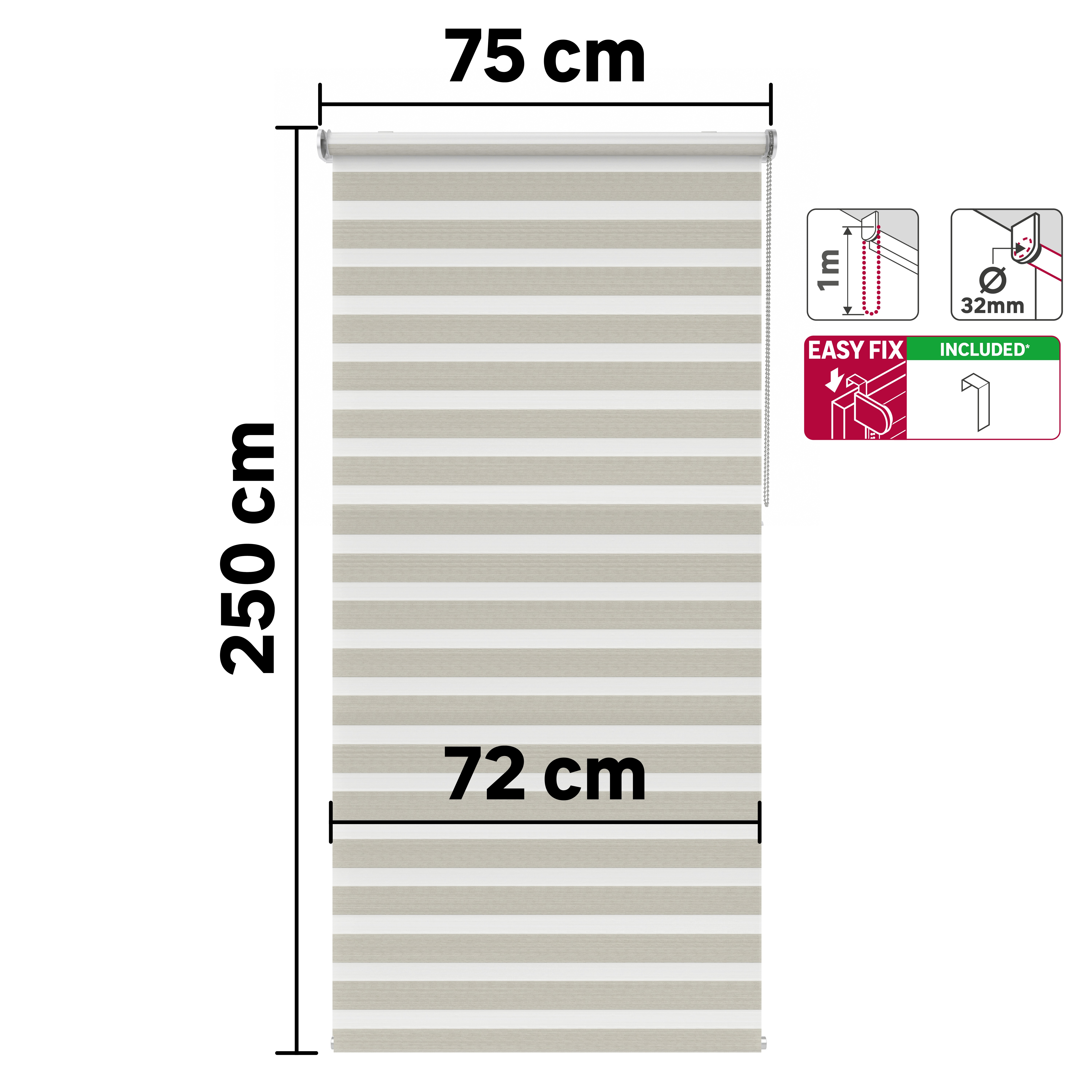 Estore de rolo noite e dia Bolero 75x250cm linho Inspire - 6