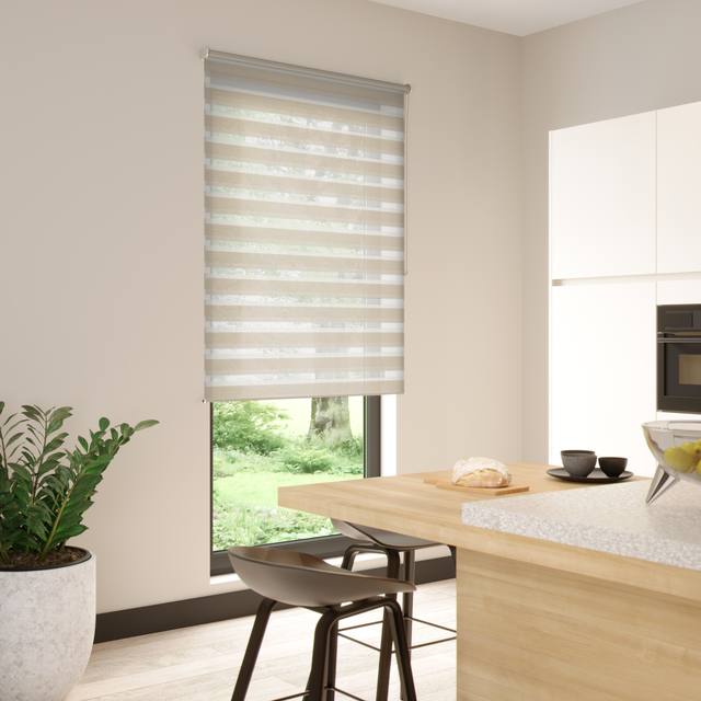 Store enrouleur jour/nuit Bolero beige lin paper, l.55 x H.190 cm, INSPIRE