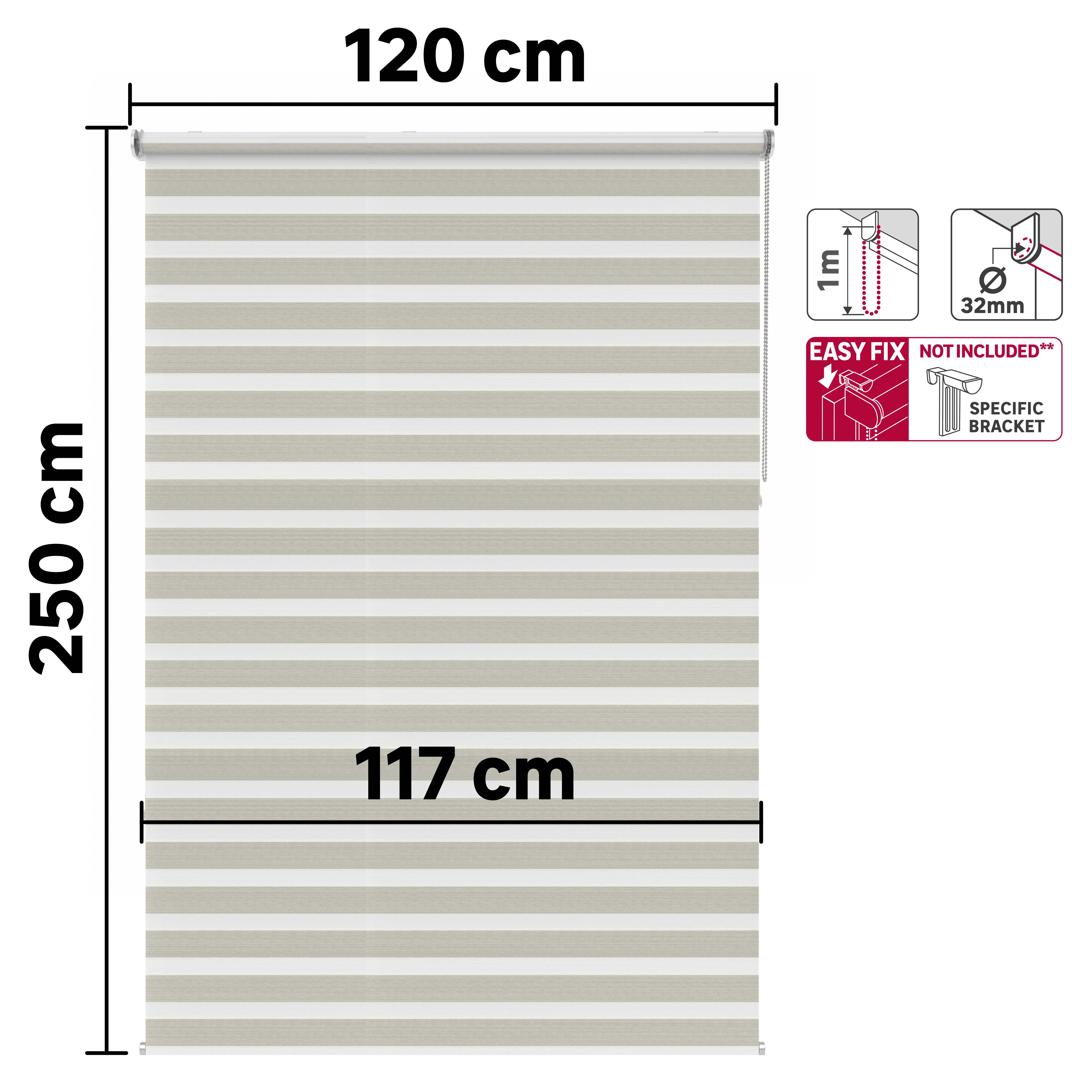 Estore de rolo noite e dia Bolero 120x250cm linho Inspire - 7