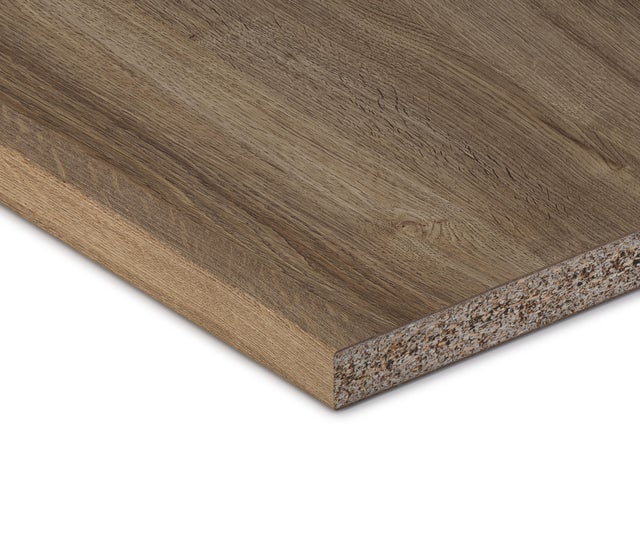 Encimera de cocina laminada Milos roble romance mate 366x63 cm espesor 38mm