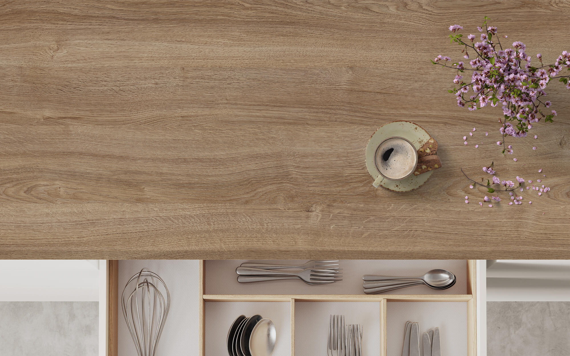 Encimera de cocina laminada Milos roble romance 366x63 cm 38mm de espesor - 4